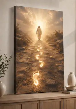 FC Design - Large Footsteps to Heaven Path Wall Art Canvas Print 24x36" Divine Light Fantasy Christian Painting Home Decor - MultiColor