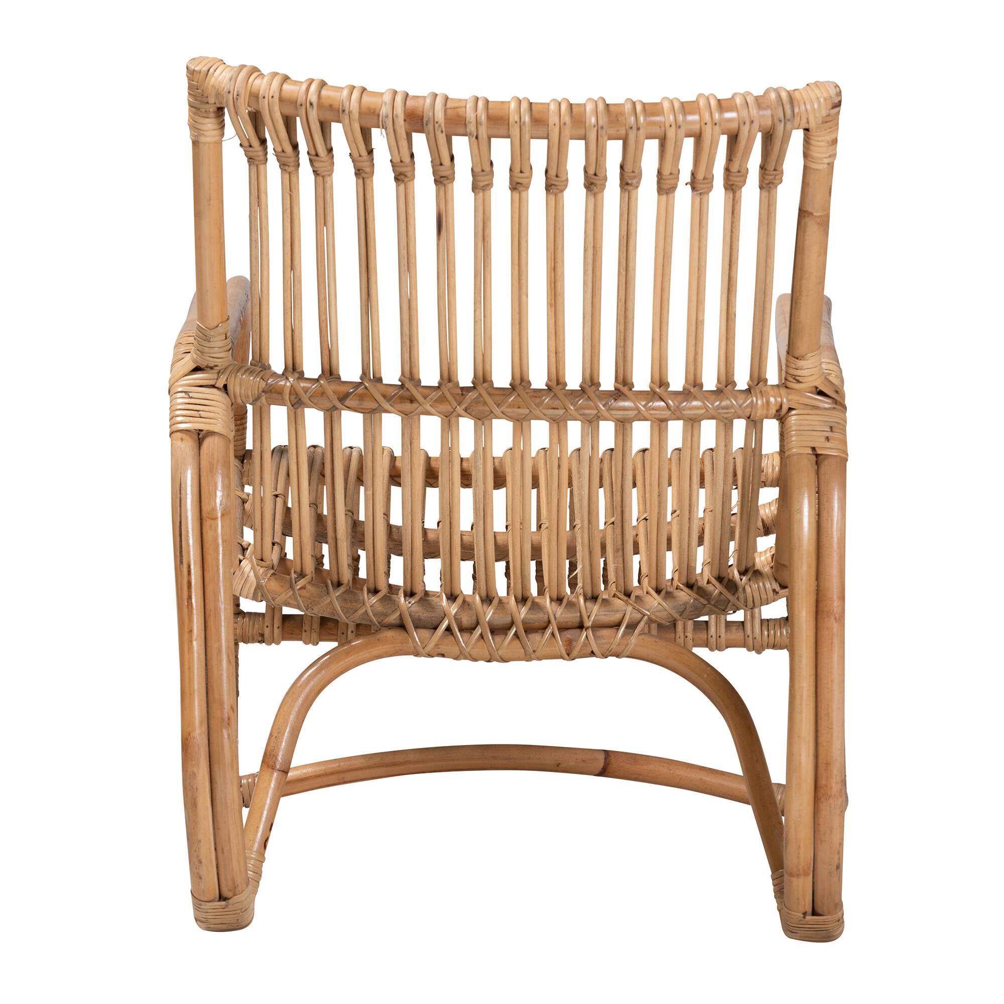 Back. bali & pari - Blanca Modern Bohemian Natural Rattan Accent Chair - Natural Brown.