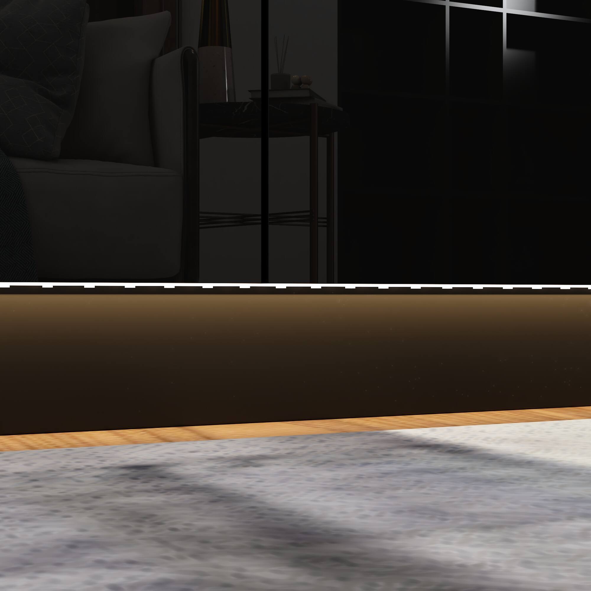 Alt View 9. FUFU & GAGA - FUFU&GAGA High - Gloss Dresser with LED Base Lighting Bedroom Elegance Redefined Chest of Drawers - Black.