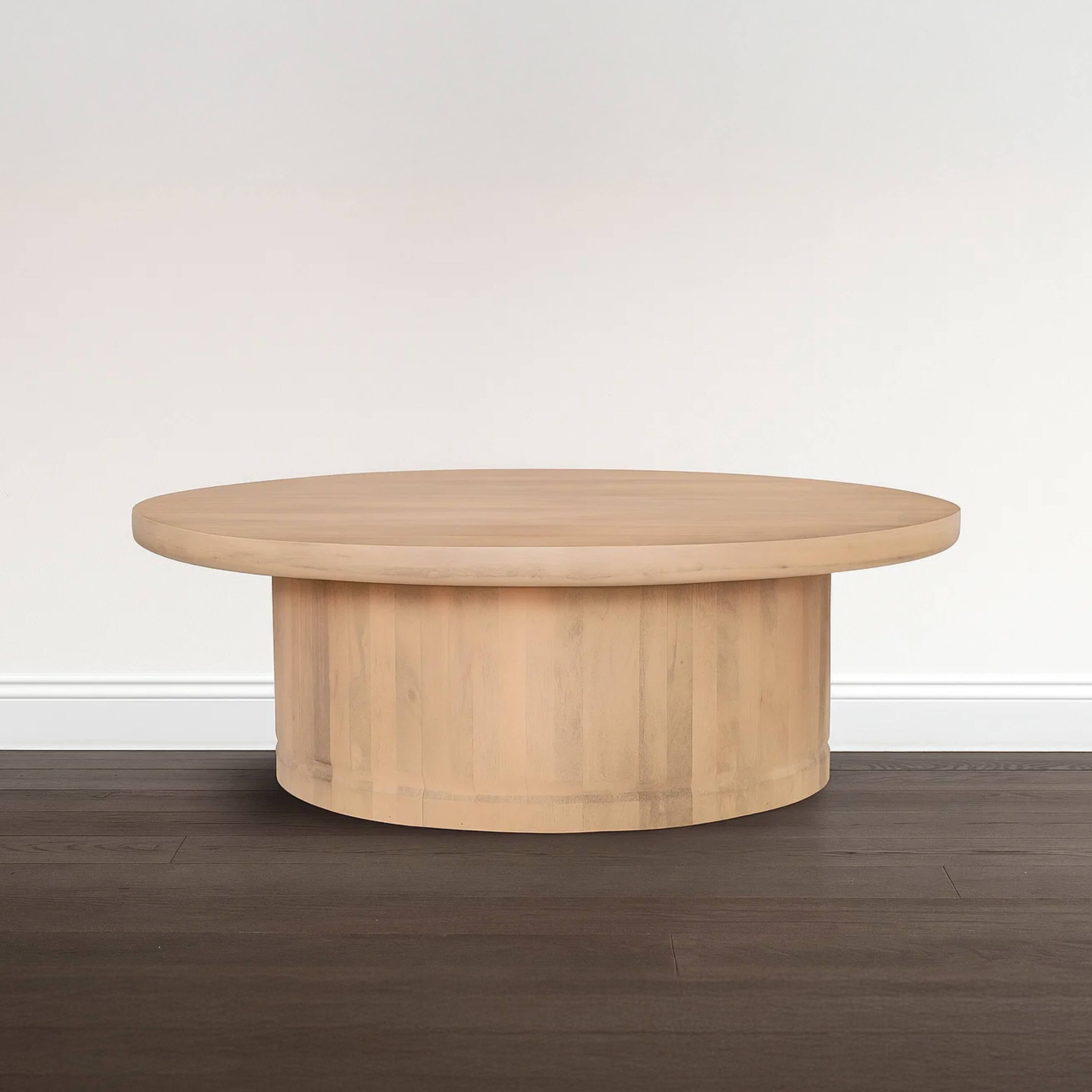 Alt View 5. Manhattan Lane - Bela Coffee Table | 47 Inch Round Top | Handcrafted Beige Mango Wood Pedestal Base - Beige.