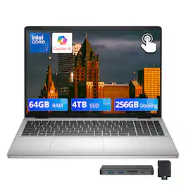Dell - Upgraded - Inspiron 16" FHD+ Touch Laptop,Intel 7 150U,64GB RAM,4TB SSD+256GB Dock,Backlit,Fingerprint,Copilot,Win 11 - Silver