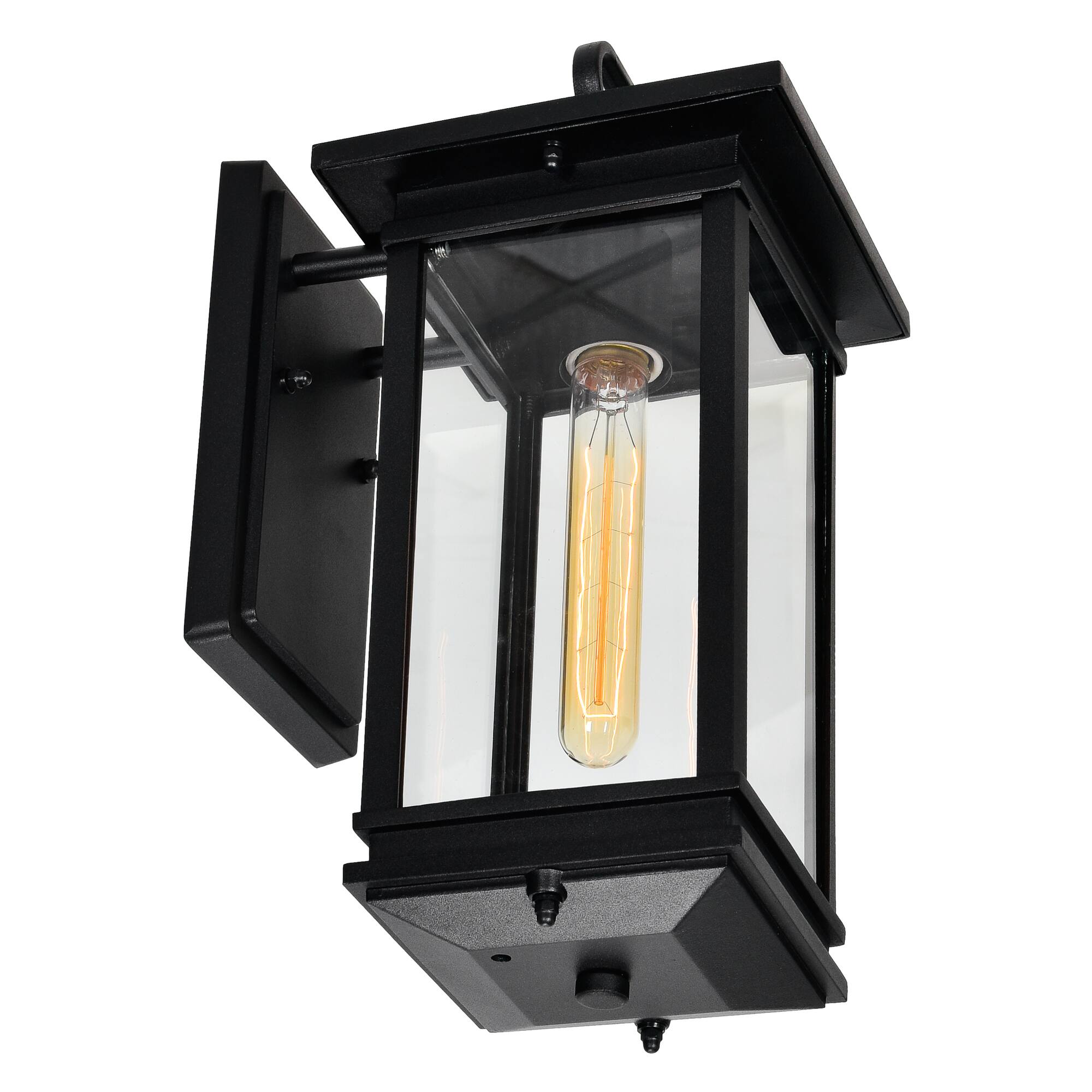 Left. CWI Lighting - Oakwood 1 Light Outdoor Black Wall Lantern - Black.