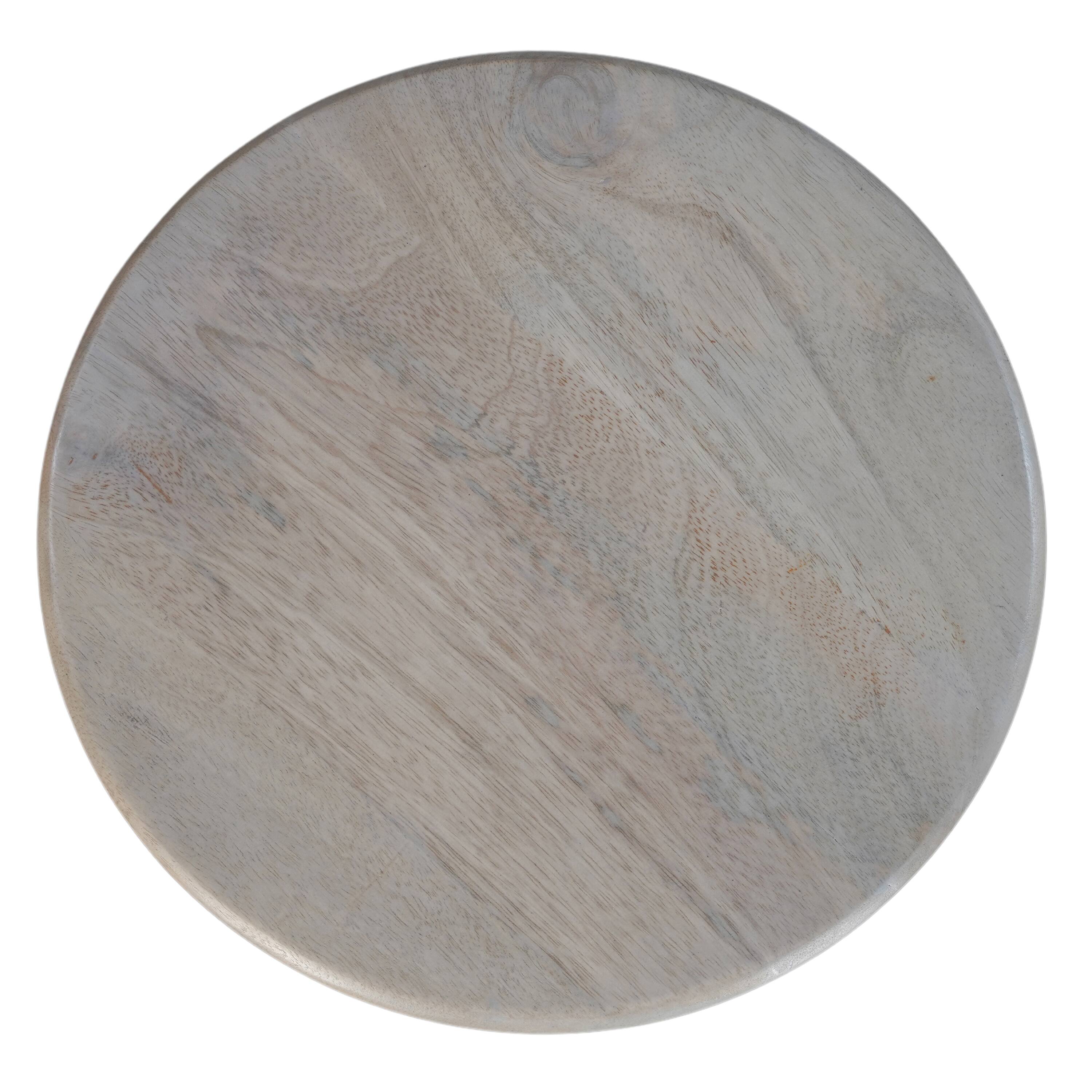 Alt View 3. Manhattan Lane - Tia 12 Inch Round Side End Table, Turned Pedestal Base - Natural Brown, Beige.