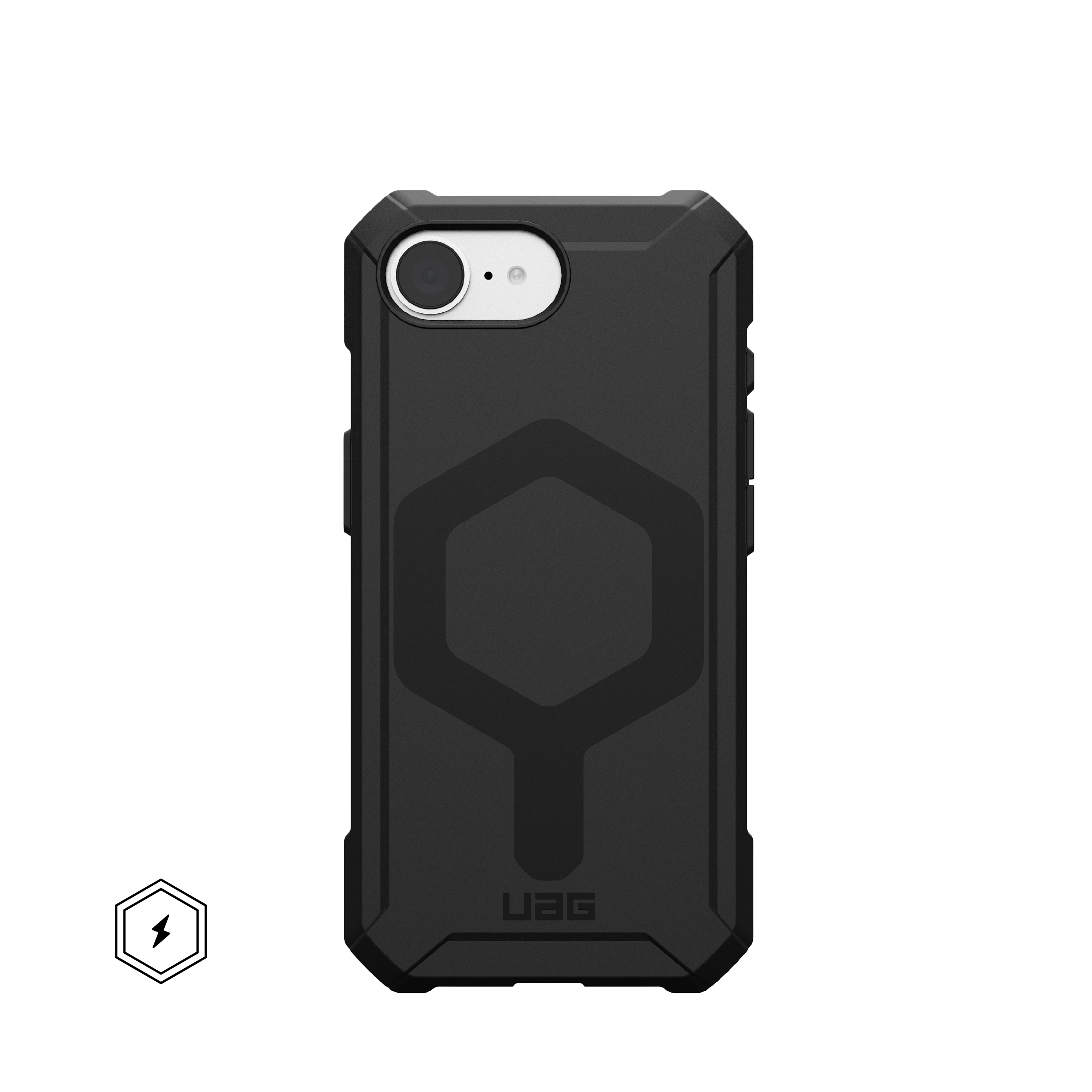 Front. UAG - Essential Armor Case with Magsafe for Apple iPhone 16e - Black.