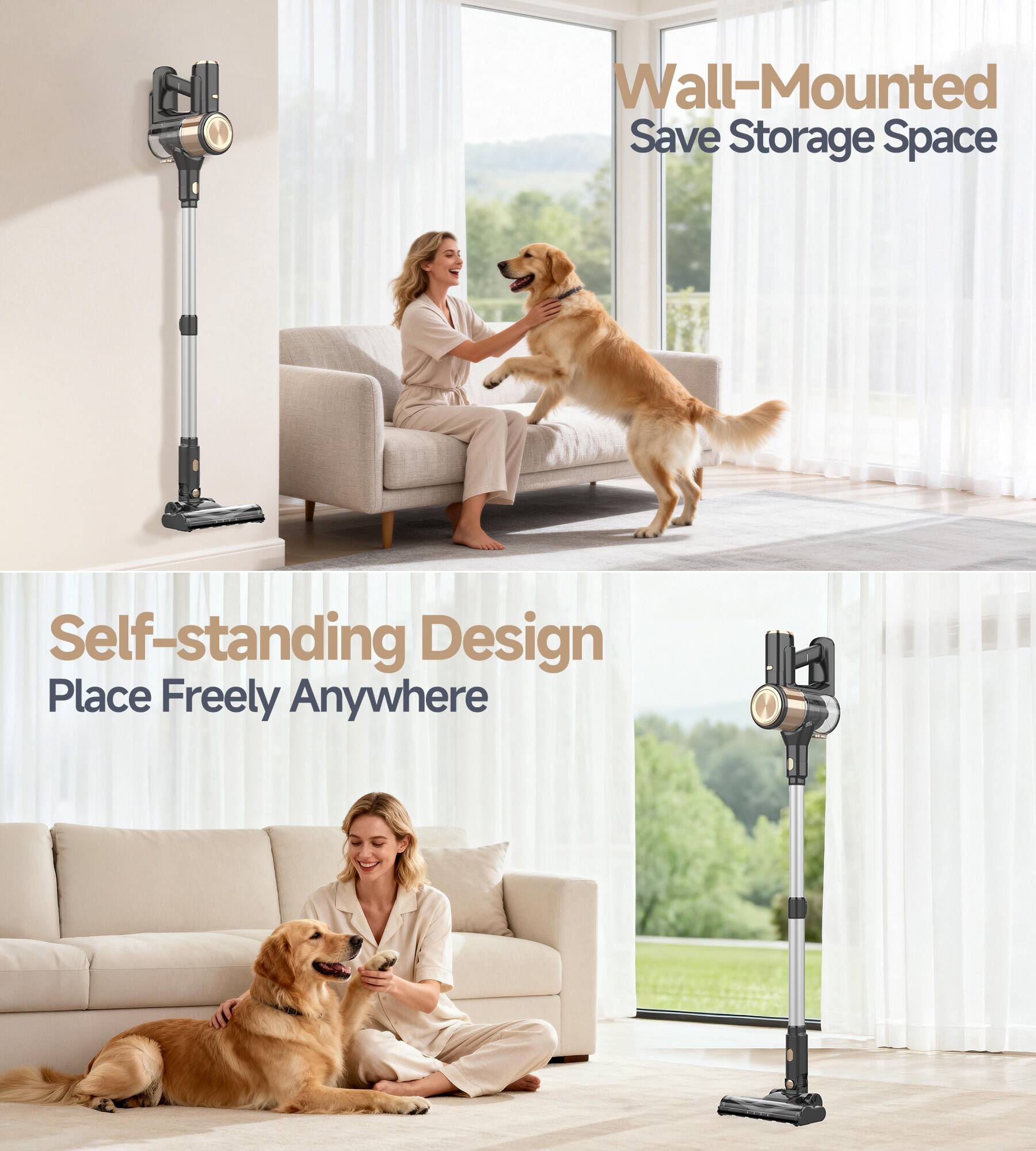 Wall-Mounted Save Storage Space  
Self-standing Design  
Place Freely Anywhere