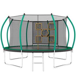 DRONKON - 14 FT Trampoline with Enclosure and Ladder for Kids - Black Green