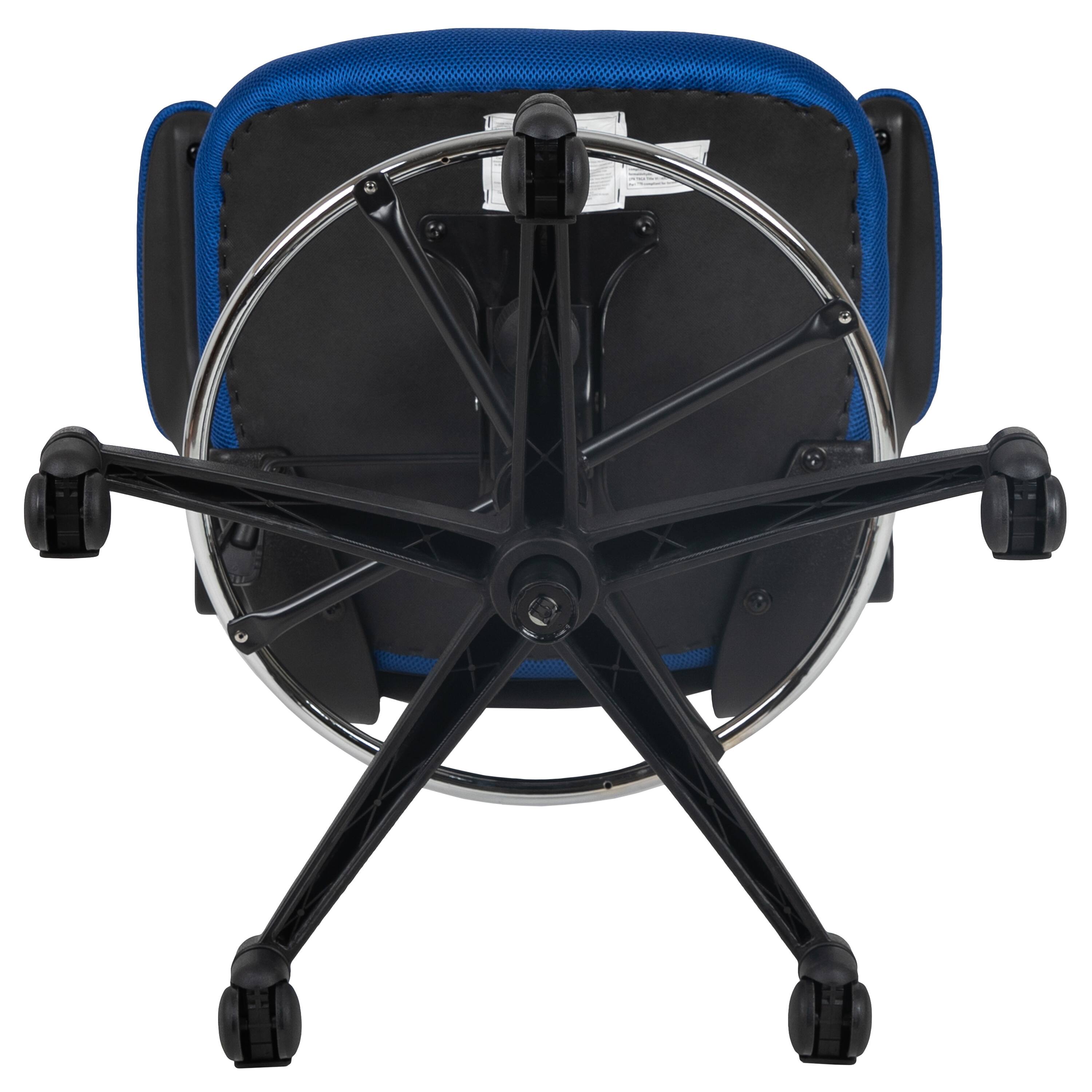 Alt View 9. Emma + Oliver - Mid-Back Mesh Ergonomic Drafting Chair with Foot Ring and Flip-Up Arms - Blue Mesh/Black Frame.