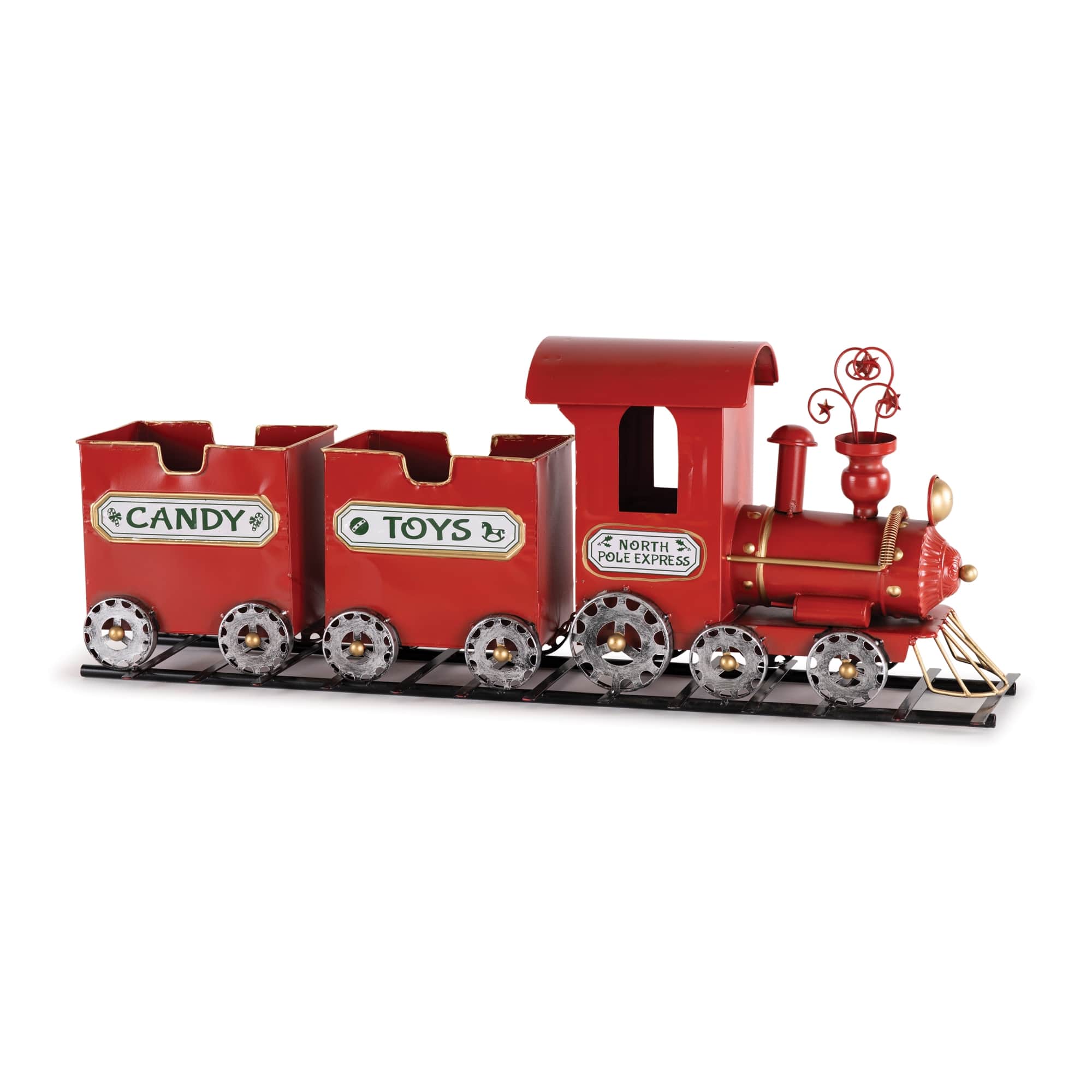 BreeBe - Toy Train on Track Display 29.25"L - Red, Gold