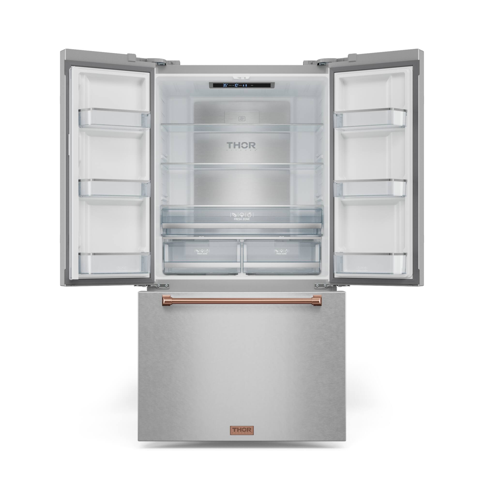 The text on the image reads "Thor" which is a brand name for a refrigerator.