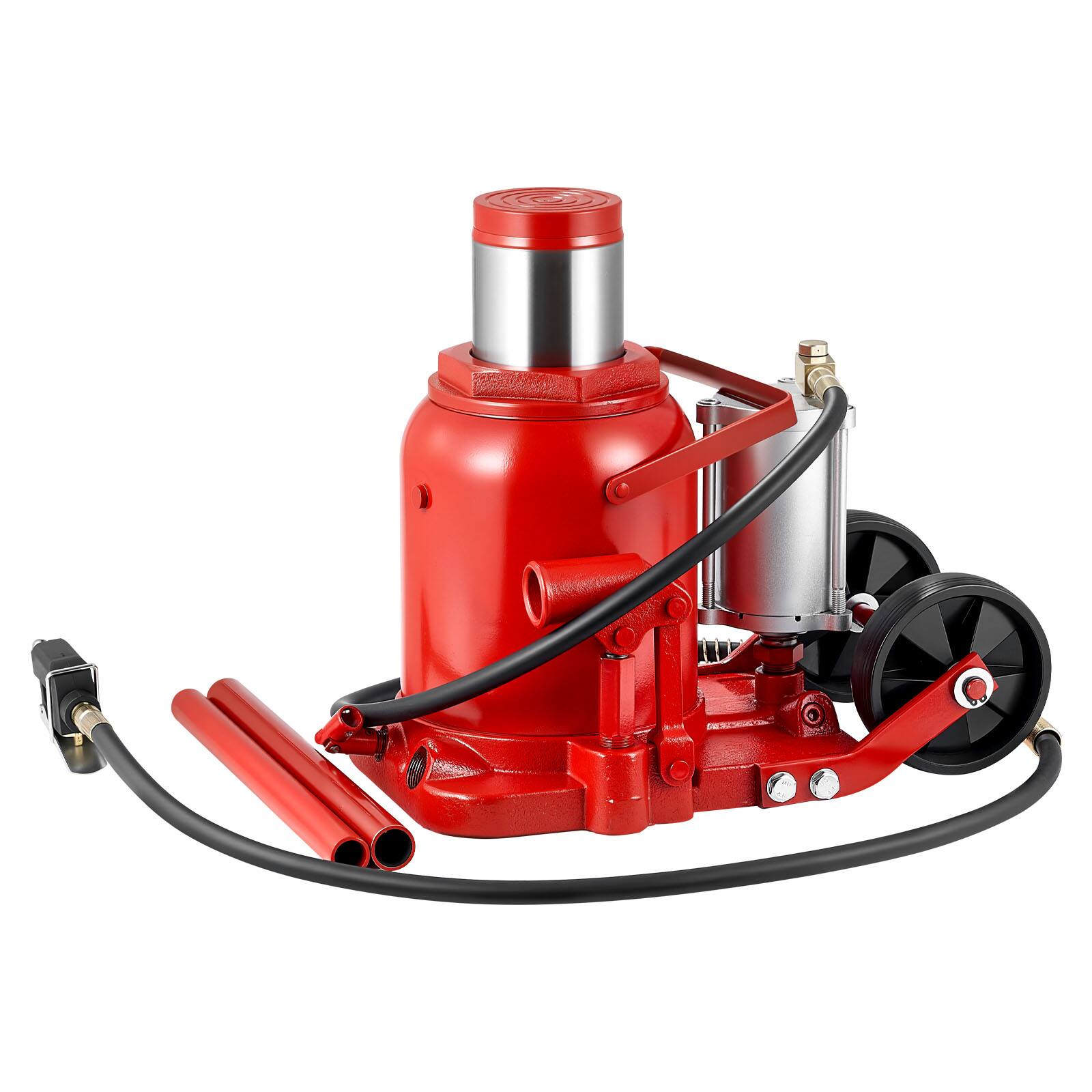 Alt View 5. VEVOR - Air Hydraulic Bottle Jack, 50 Ton (110231.5 lbs) Capacity, 10.4-16.1 Inch Lifting Range, Pneumatic/Manual Heavy Duty - Red.