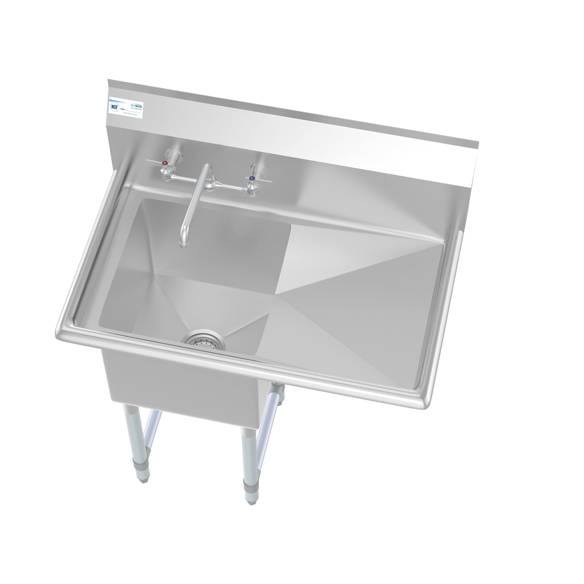 Alt View 1. Koolmore - 33 in. One Compartment Stainless Steel  Sink with Drainboard, Bowl Size 15"x 15"x 12" SA151512-15R3FA. - Stainless Steel.