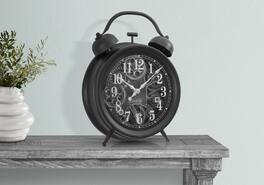 BreeBe - Clocks, 12' Round, Gear Mechanism, Table Clock, Transitional - Black