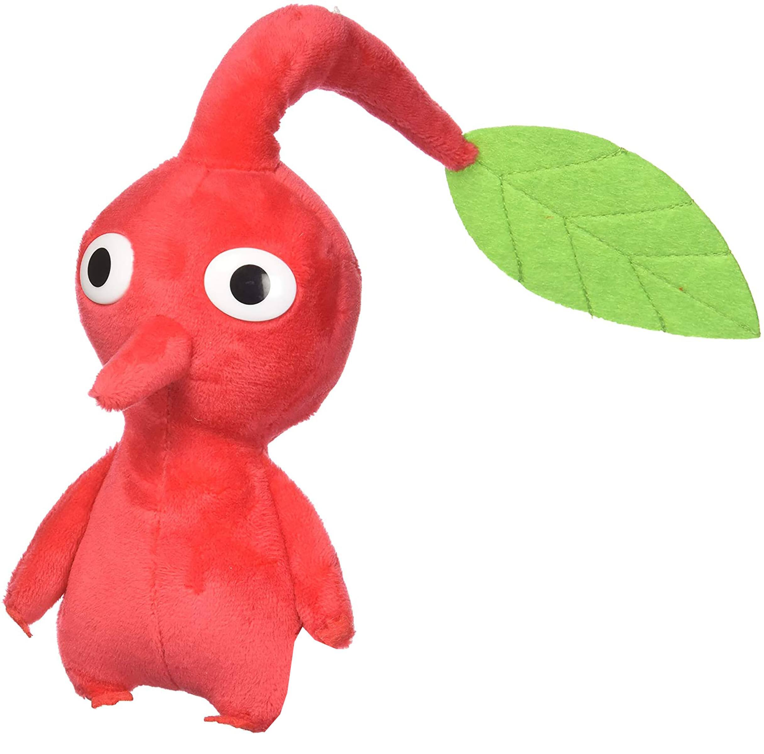 Front. Little Buddy - Nintendo Pikmin 7 Inch Plush | Red Leaf - Red.