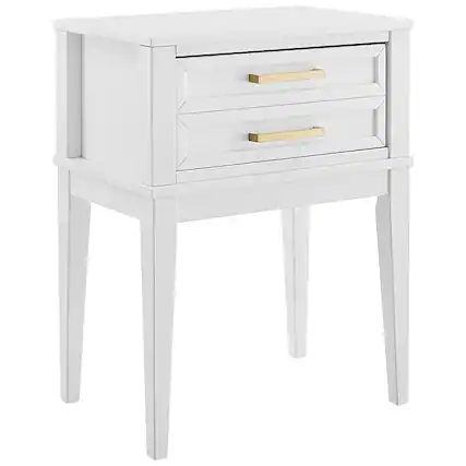 Front. MUSEHOMEINC - MUSEHOMEINC Mid Century Modern 2 Drawer Solid Wood Nightstand End Table, White - White.