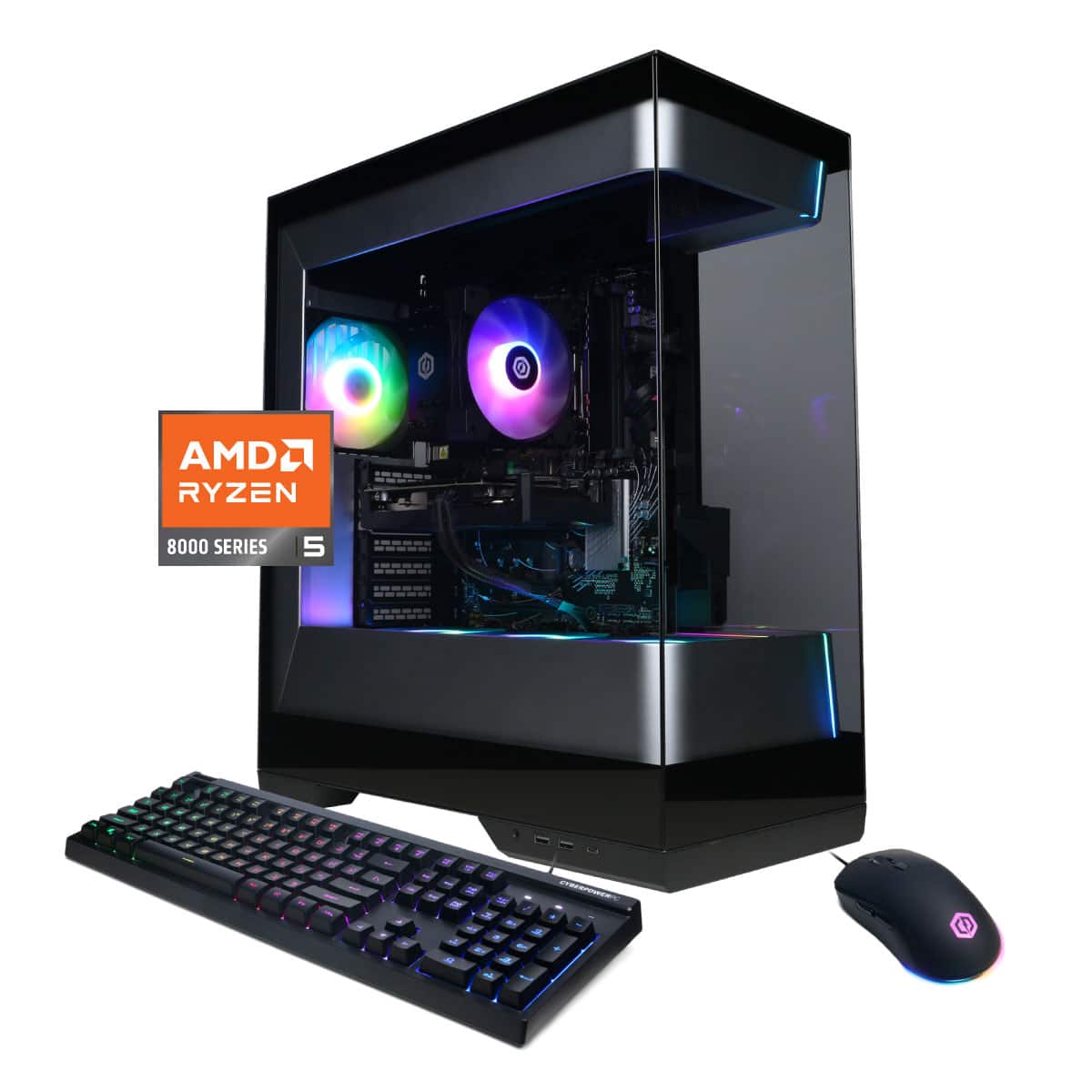 CyberPowerPC - Gaming Desktop - AMD Ryzen 5 8400F - NVIDIA GeForce RTX 5060 8GB - 16GB DDR5 - 1TB PCIe 4.0 SSD - Black - Front_Zoom
