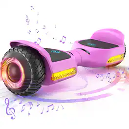 MIHOVER - 250W*2 All-Terrain Hoverboard for Kids, 37V 2Ah Battery, 6.2 MPH, Bluetooth, 220 lb Capacity, UL2272 - Pink