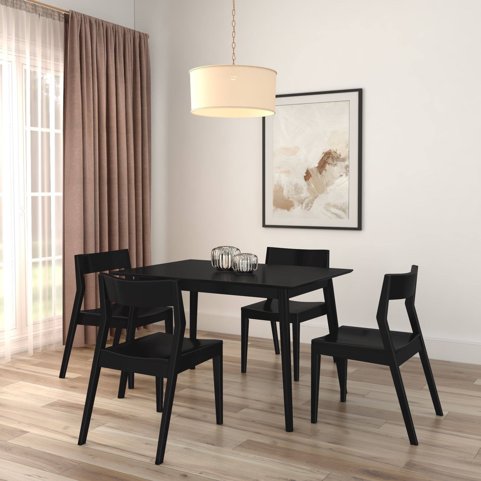 Alt View 6. Plank+Beam - Mid-Century Modern Rectangular Dining Table - Pine (48in / 1220mm), Black - Black.