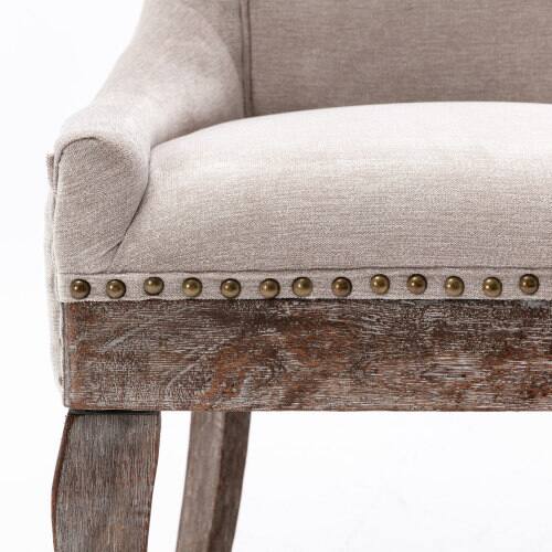 Alt View 5. LUCKY ONE - Assembled Ultra Side Dining Chair Set of 2 Thickened Fabric Chairs with Solid Wood Legs Bronze Nailhead - Beige.