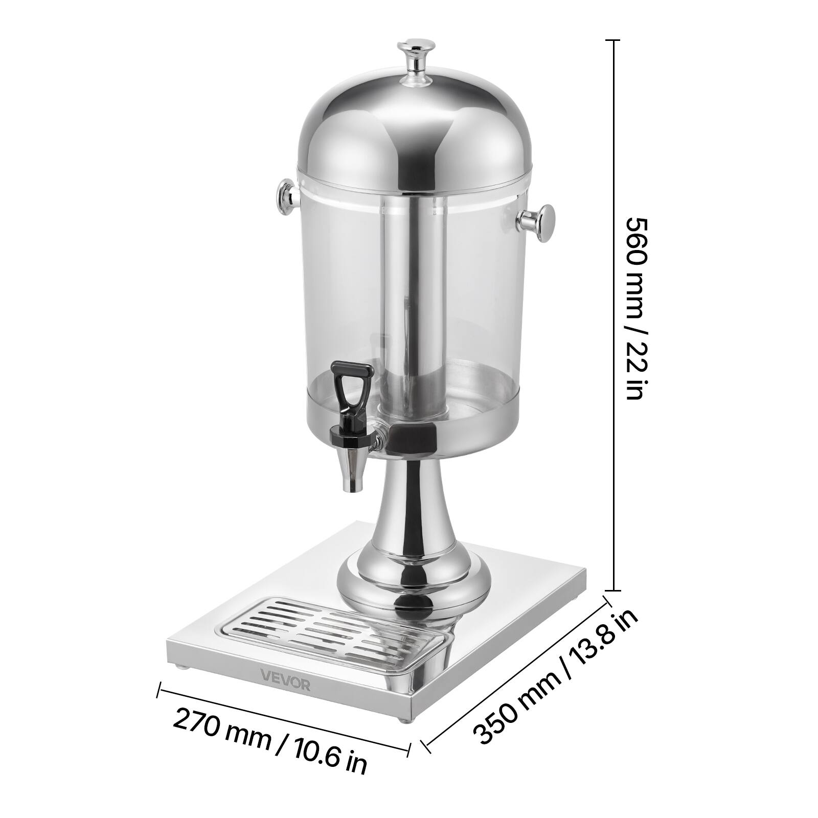 560 mm / 22 in  
270 mm / 10.6 in  
350 mm / 13.8 in