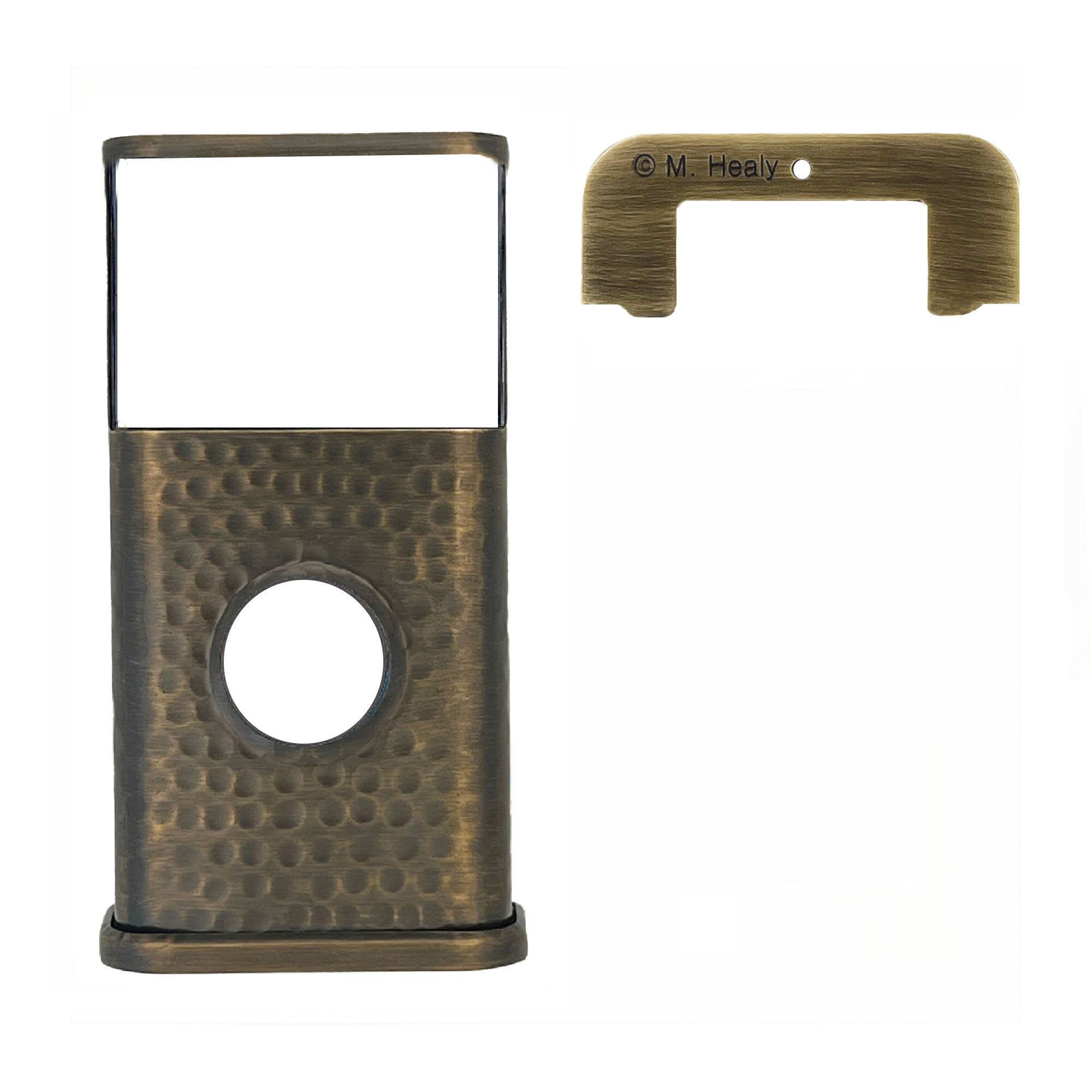 Back. Michael Healy - Hammered Video Doorbell Cover (Ring Battery Doorbell 2024 Release) - Antique Brass.