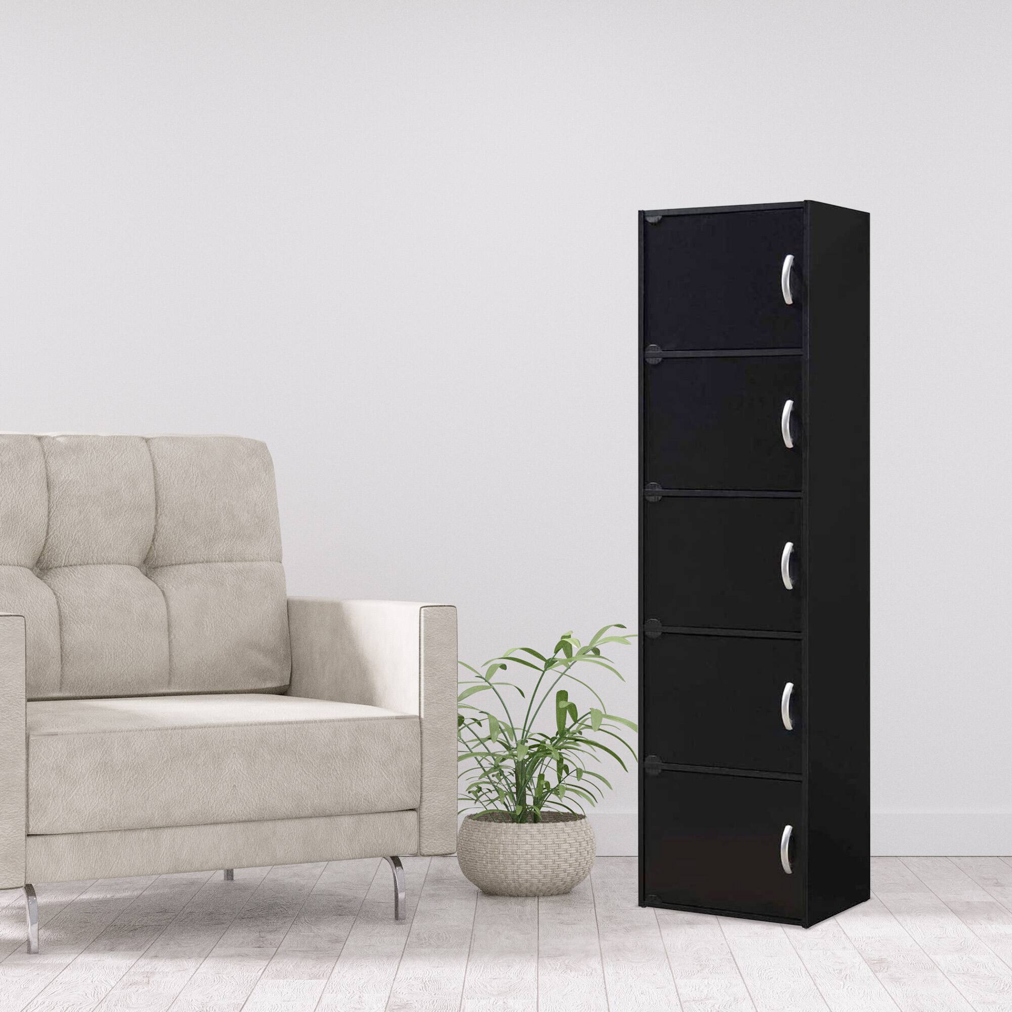 Alt View 10. Hodedah - Hodedah 5 Shelf Home and Office Enclosed Organization Storage Cabinet, Black - Black.