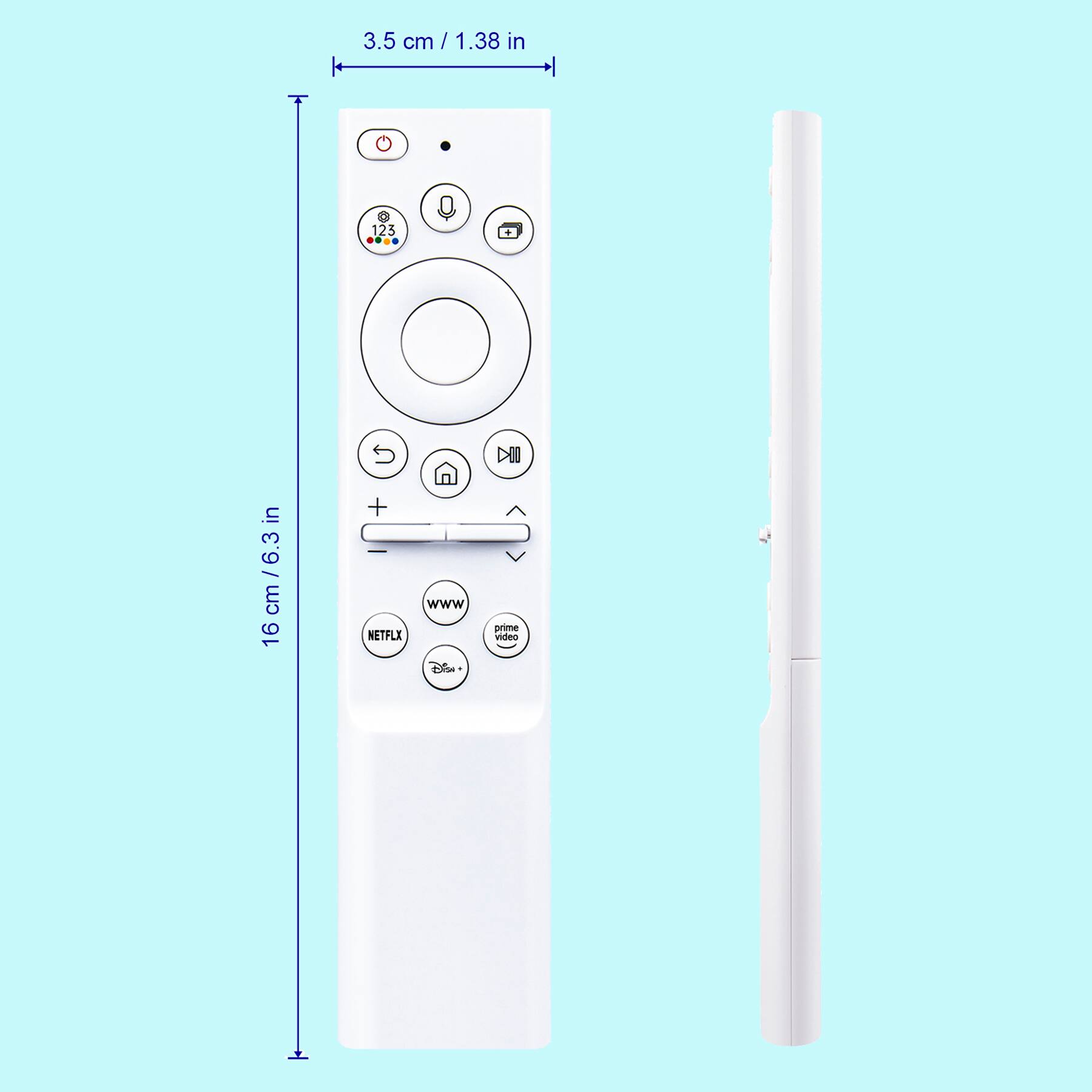 3.5 cm / 1.38 in

16 cm / 6.3 in

123

NETFLIX

prime video

www