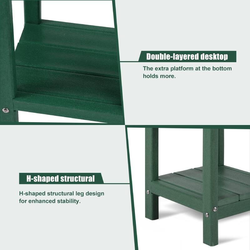Double-layered desktop The extra platform at the bottom holds more. H-shaped structural leg design for enhanced stability.