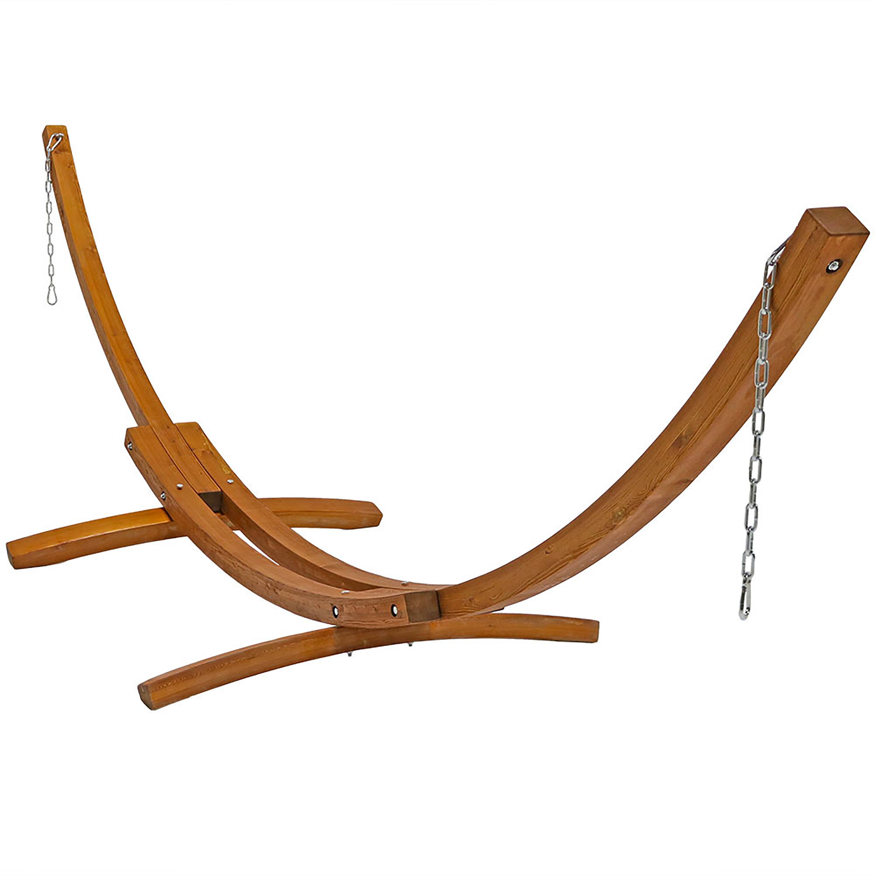 Sunnydaze - Curved Wooden Arc Hammock Stand with Hooks and Chains - 13 ft - Brown