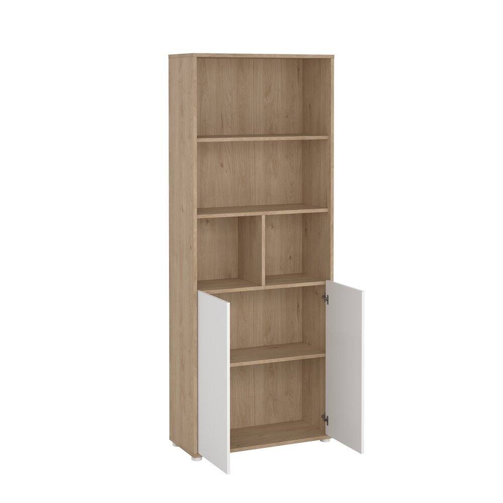 Alt View 1. FurniFact - 6-Shelf Bookcase with 2 Doors for Home Office or Living Room - Brown.
