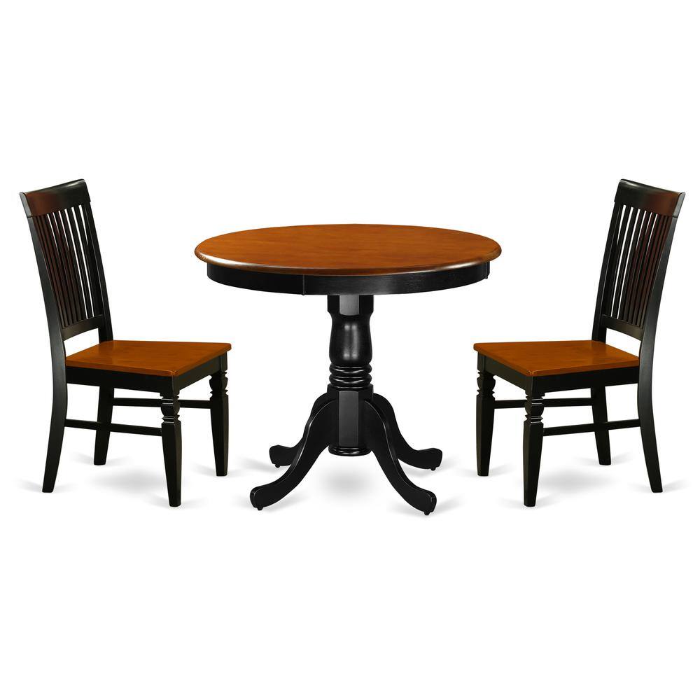 Angle. East West Furniture - Dining Room Set Black & Cherry - Brown.