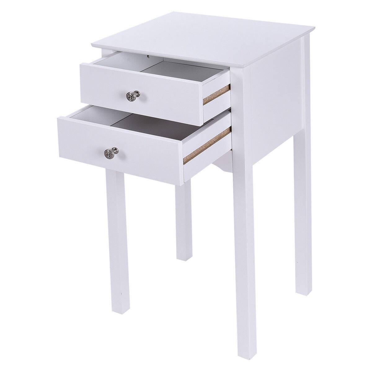 Alt View 7. Gymax - Gymax 2 PCS Side Table End Accent Table Night Stand W/ 2 Drawers White - White.