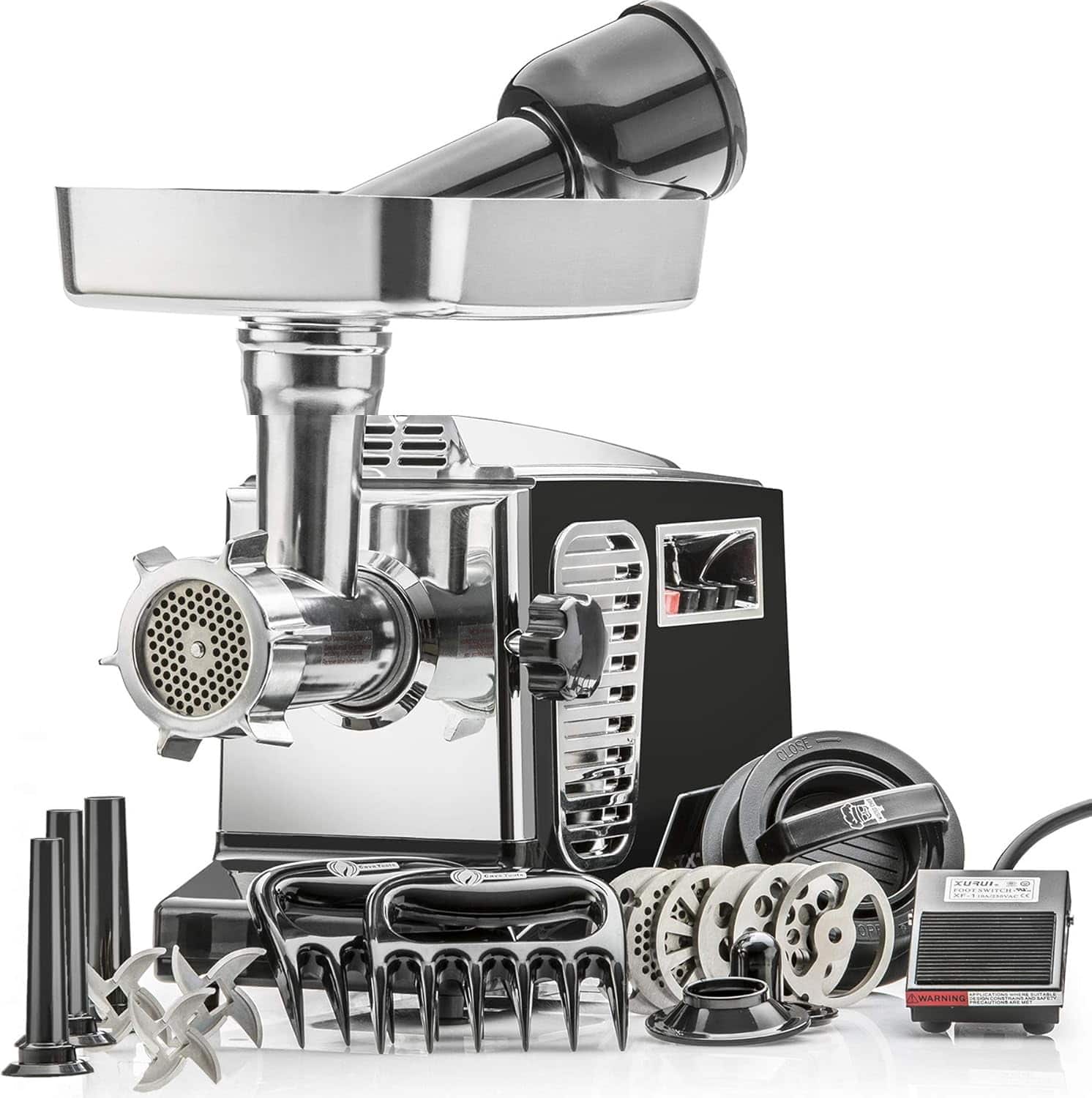 MOSZAR LLC - Turboforce II 4000 Electric Meat Grinder, Stainless Steel, Foot Pedal - Black