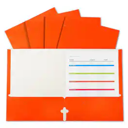 C-line - 2-Pocket Laminated Paper Portfolios with 3-Hole Punch, Orange, Box of 25