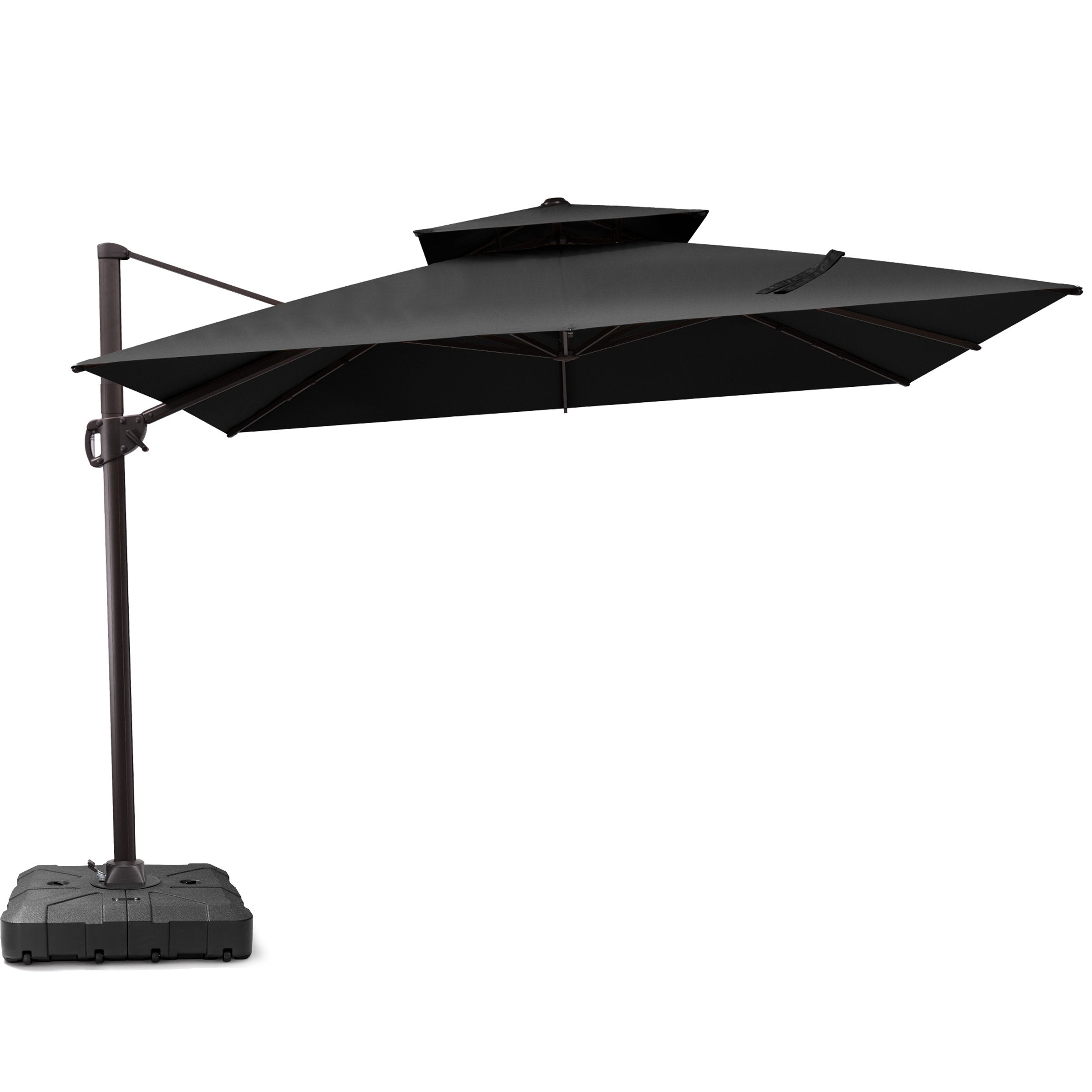 Alt View 2. Crestlive Products - Crestlive Products 11x11ft Aluminum Double Top Crank Cantilever Patio Umbrella with Base - Black.