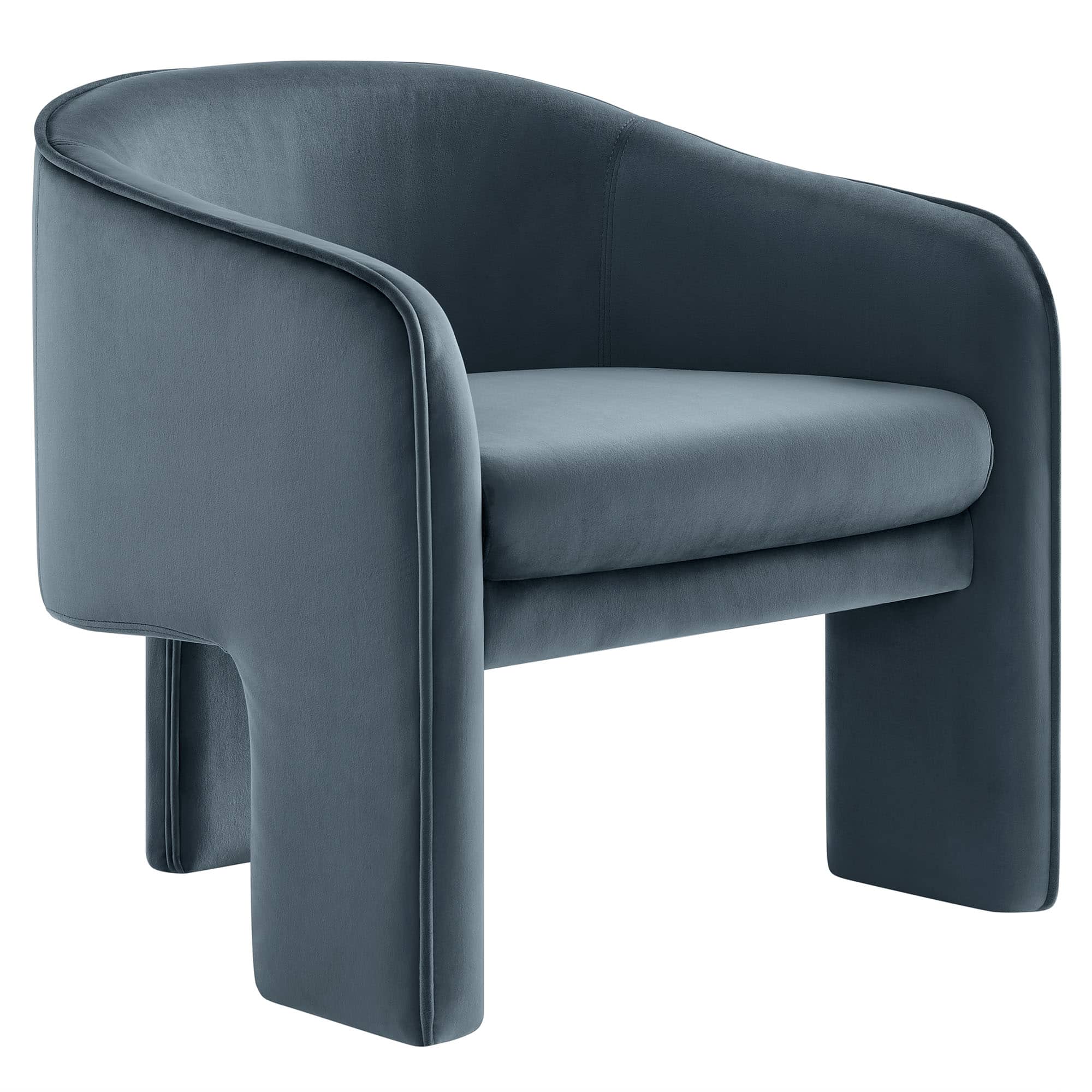 Greer Performance Velvet Upholstered Accent Armchair by Modway - Blue