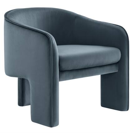 Front. Modway - Greer Performance Velvet Upholstered Accent Armchair by Modway - Blue.
