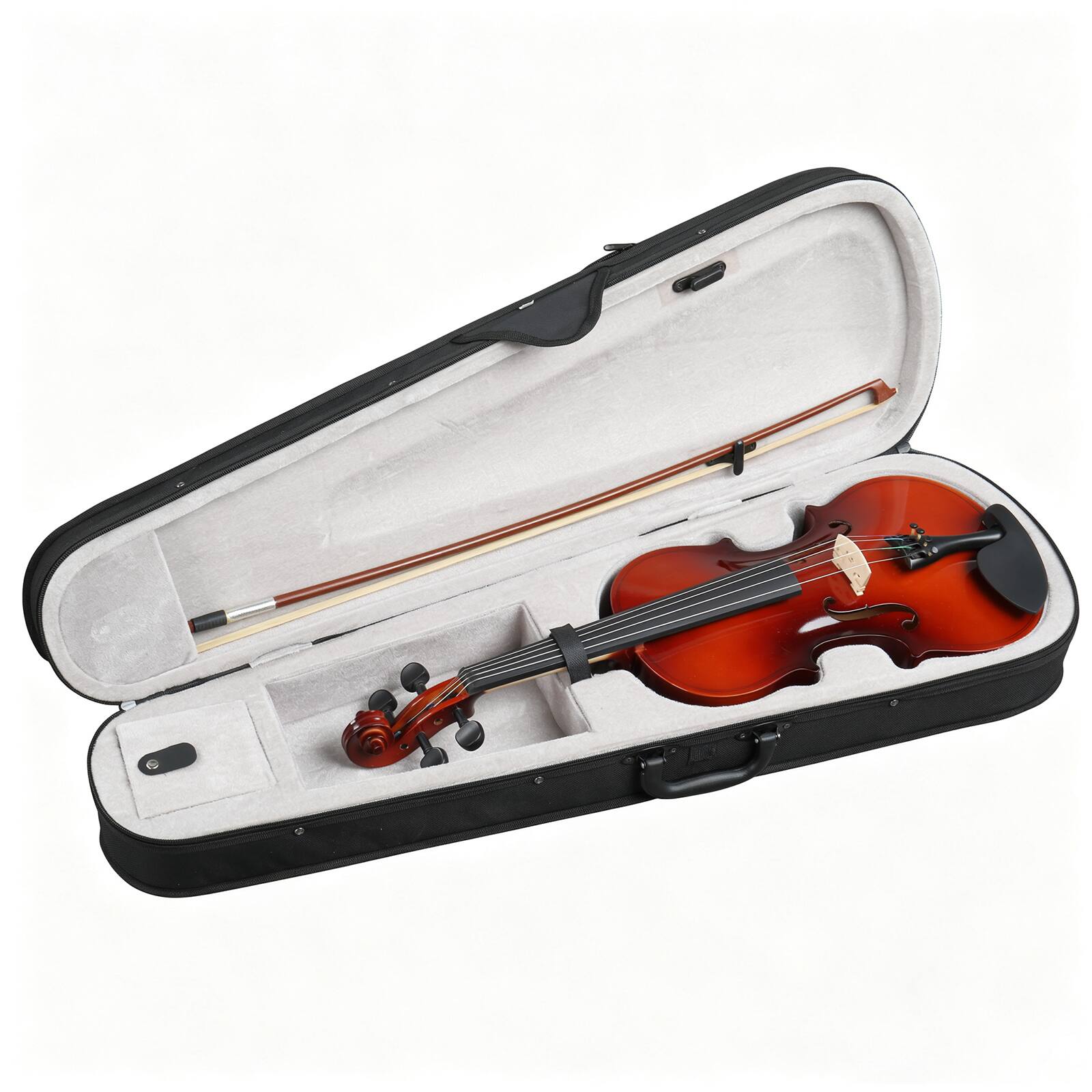 Angle. Winado - Violin for Beginners, 4/4 Full Size Acoustic Fiddle Kit  Includes Hard Case, Bow, Rosin, Shoulder Rest, Extra Strings - Red.