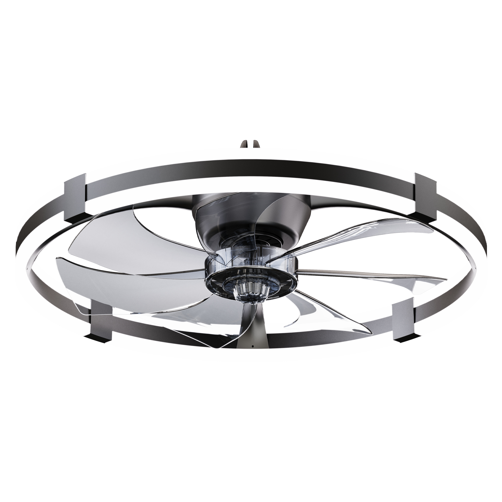 Alt View 5. Loheer - Loheer Ceiling Fan with Light, 23.6 Inch Low Profile LED Ceiling Fan, Remote Control, 6 Speed, Black.