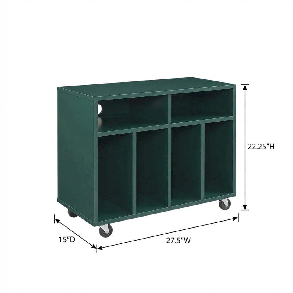 FurniFact - Wooden record player stand with vinyl storage - Dark Teal price history on PriceWatchPro