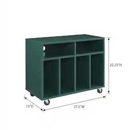 FurniFact - Wooden record player stand with vinyl storage - Dark Teal