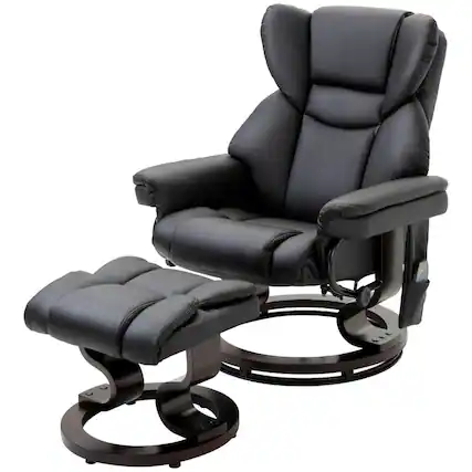 Front. Hivvago - Adjustable Faux Leather Remote Massage Recliner Chair w/ Ottoman - Black.