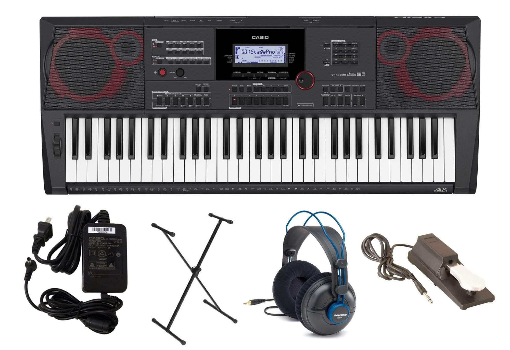 Casio - CTX5000 Premium Pack with Stand, Adapter, and Headphones