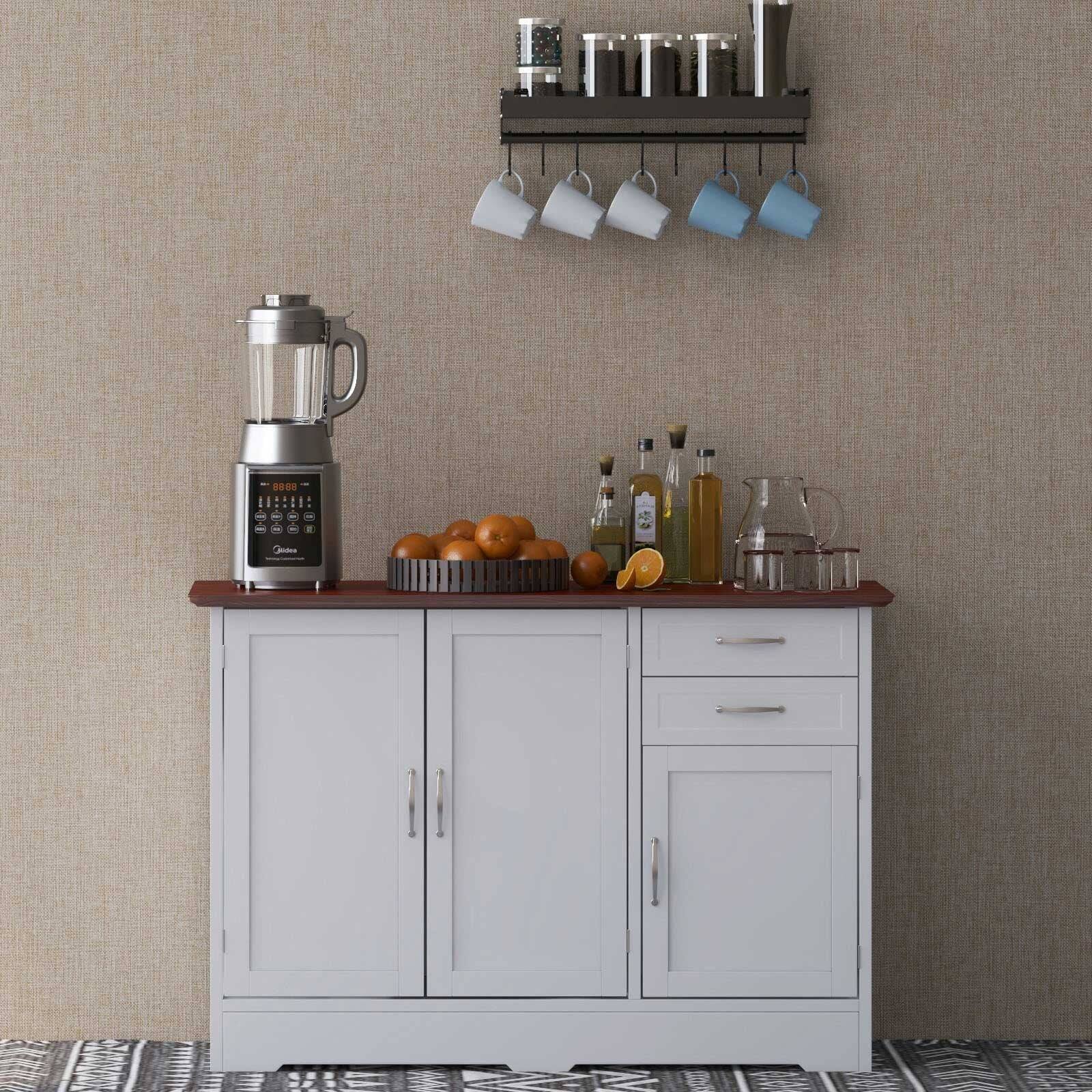 Alt View 4. Boyel Living - White Buffet Server Storage Cabinet with 2-Door Cabinet and 2 Drawers - White.