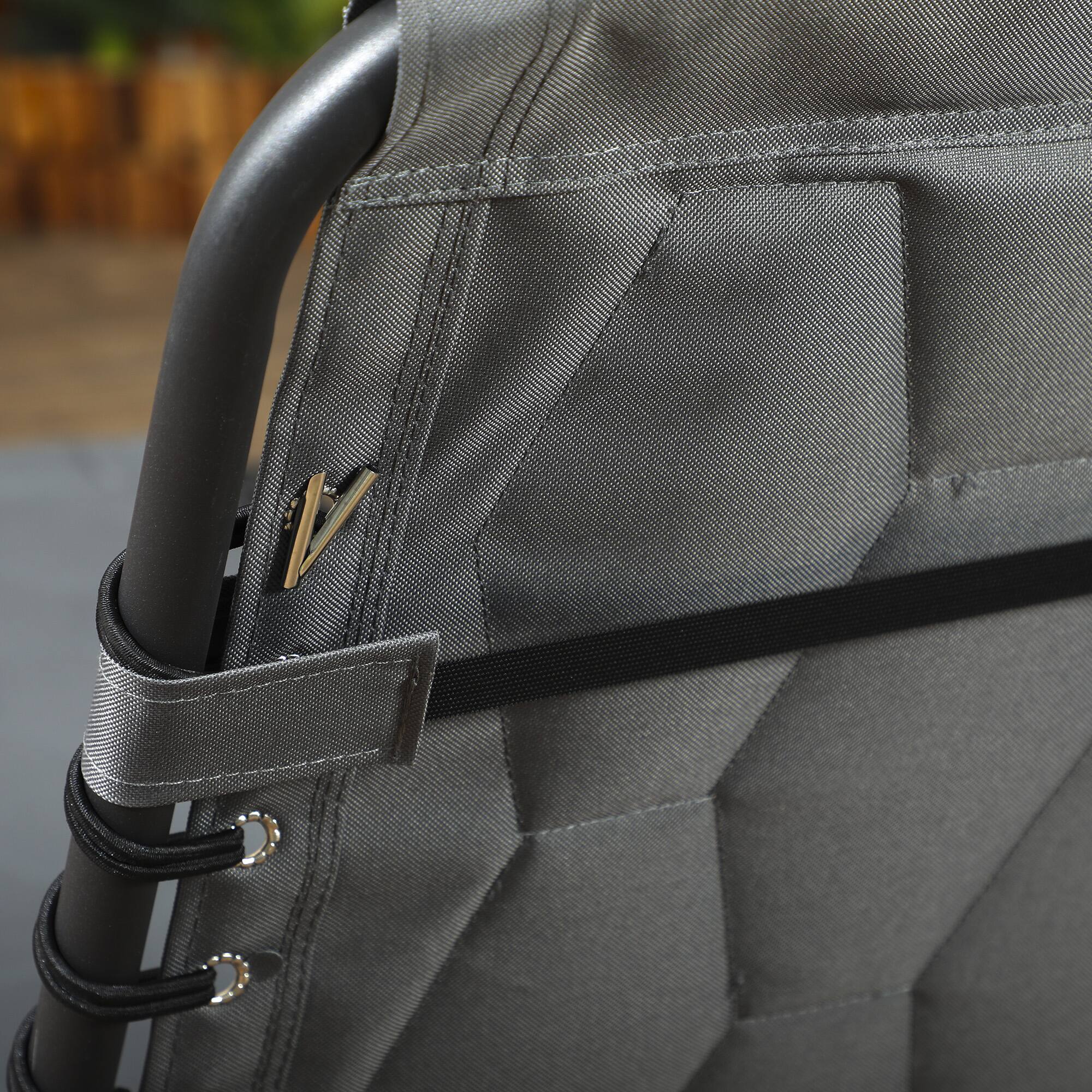 Alt View 7. Outsunny - Folding Chaise Lounge Set of 2 with 5-level Reclining Back, Outdoor Lounge Tanning Chair with Padded Seat - Gray.