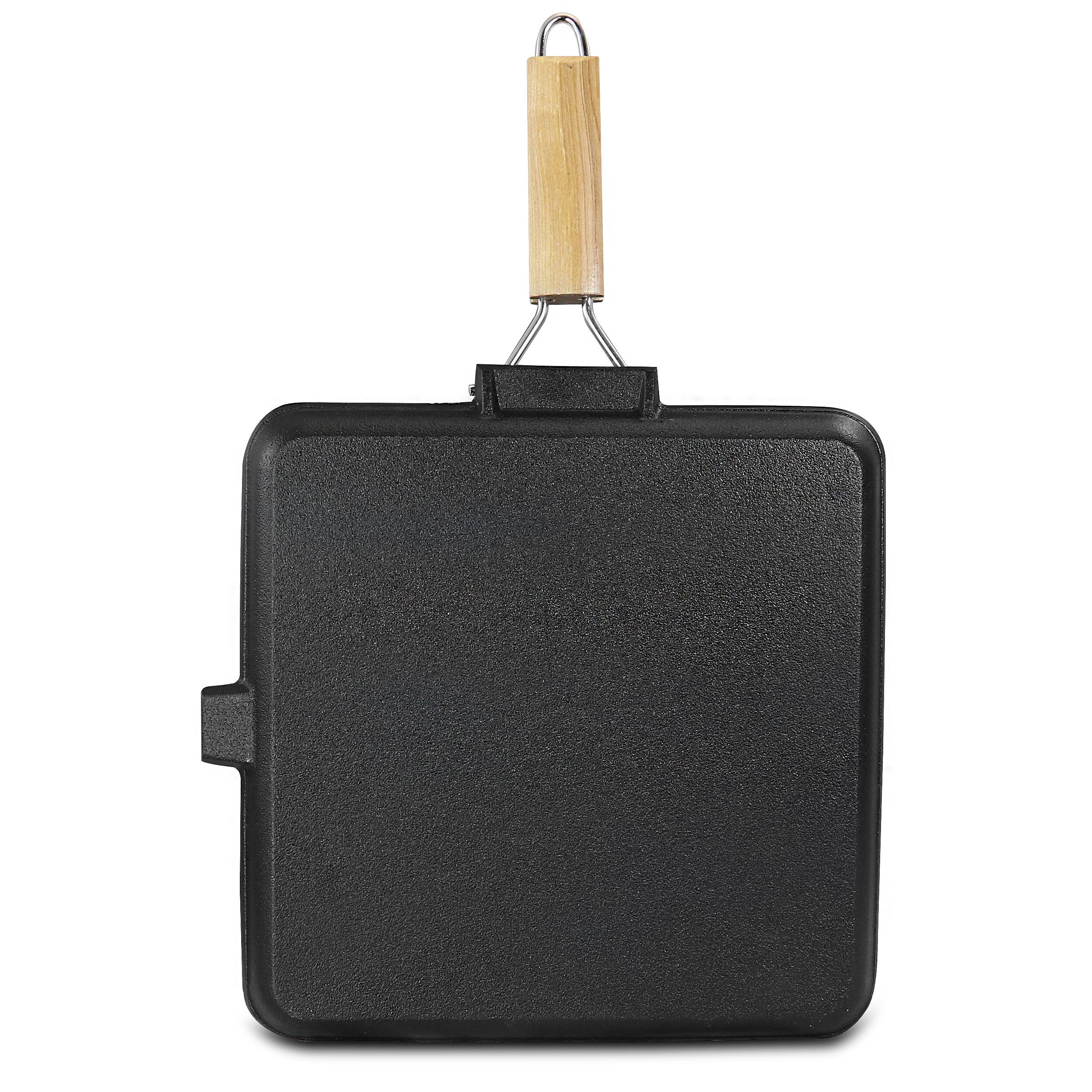 Alt View 1. Gibson - General Store Addlestone 11 Inch Pre-Seasoned Cast Iron Grill Pan with Foldable Wooden Handle - Black.