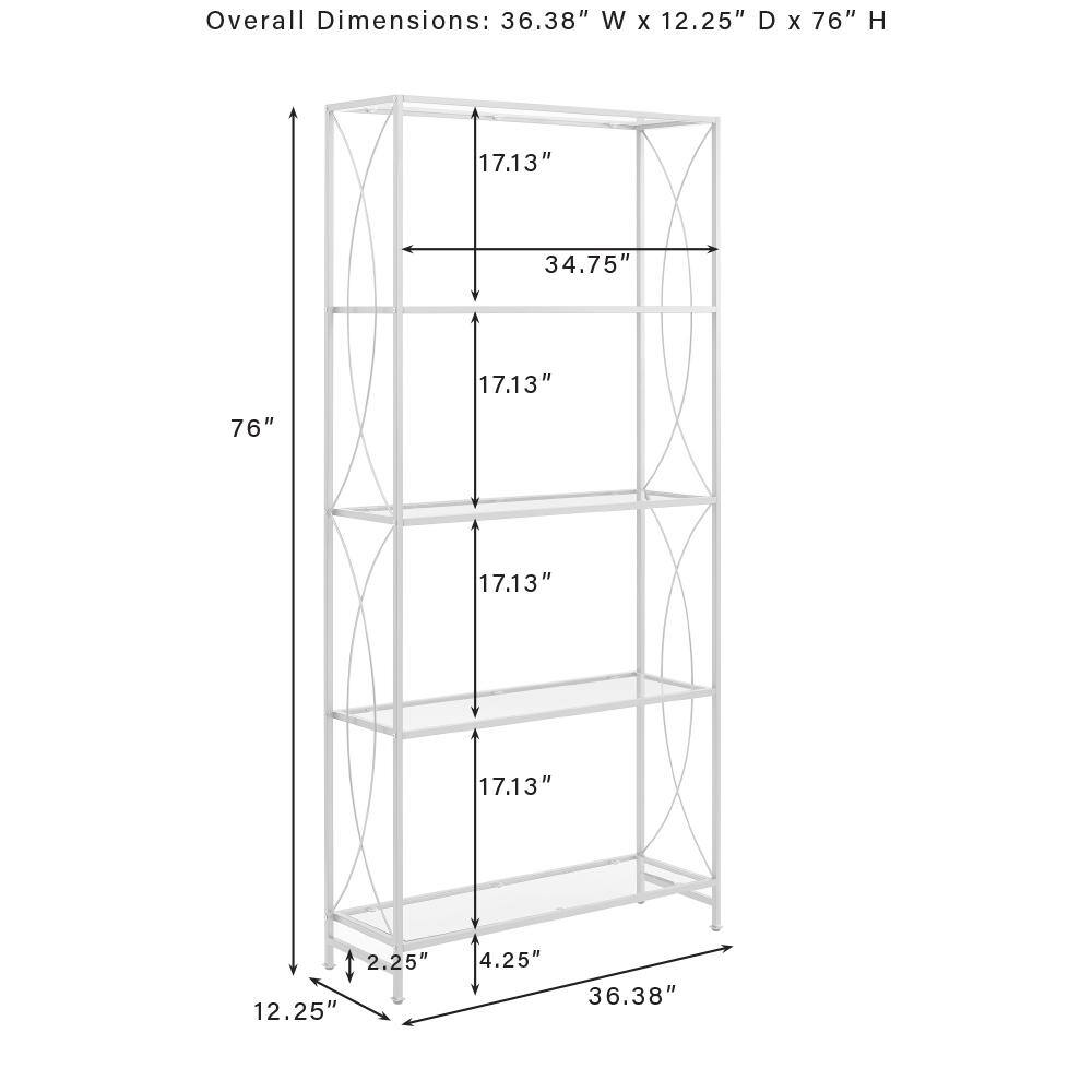 Overall Dimensions: 36.38" W x 12.25" D x 76" H  
17.13"  
34.75"  
76"  
17.13"  
17.13"  
17.13"  
2.25"  
12.25"  
4.25"  
36.38"