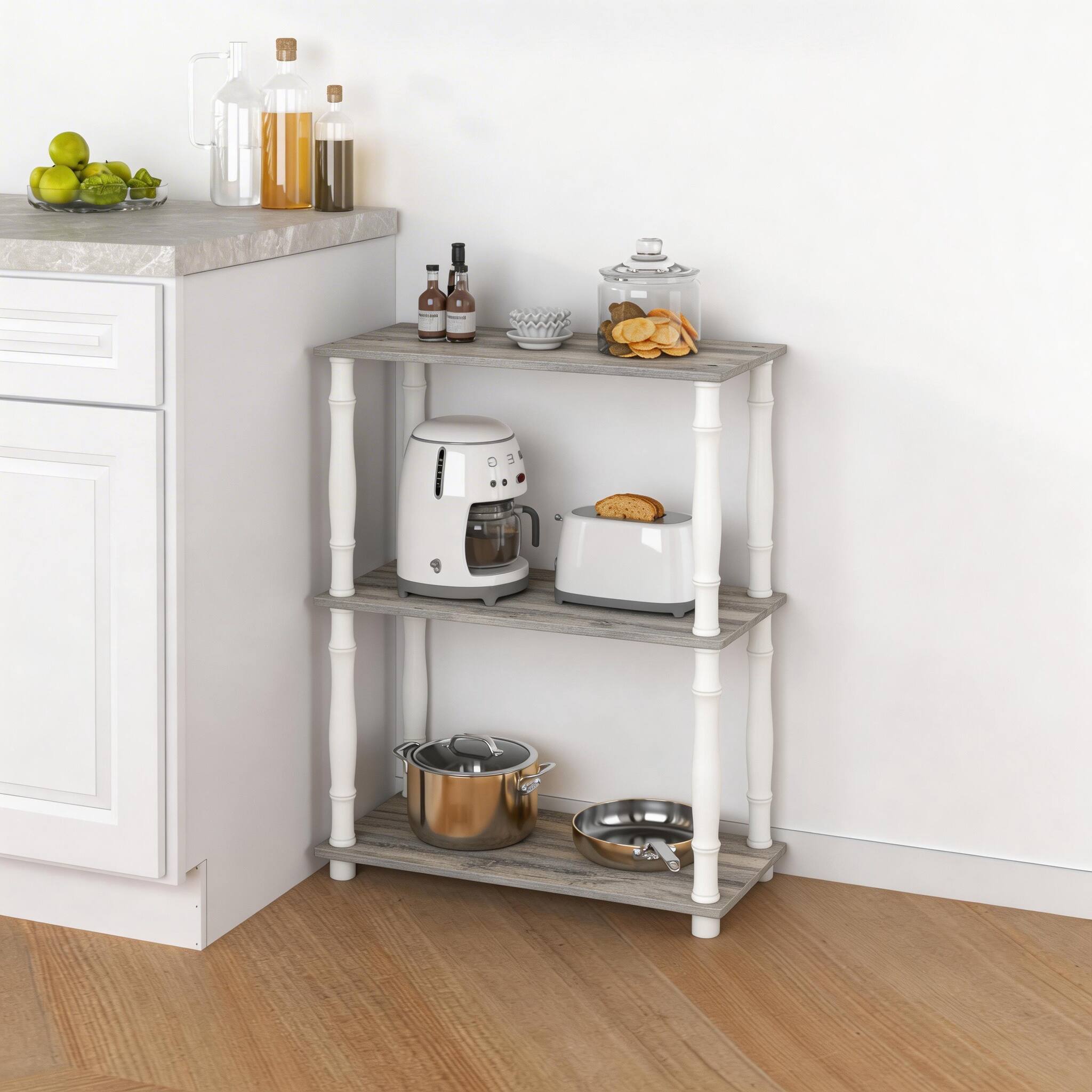 Front. HOMLUX - 3-Tier 29.5" Corner Shelf Open Shelves for Display for Living Room and Office Organization Sonoma Oak - Sonoma Oak.