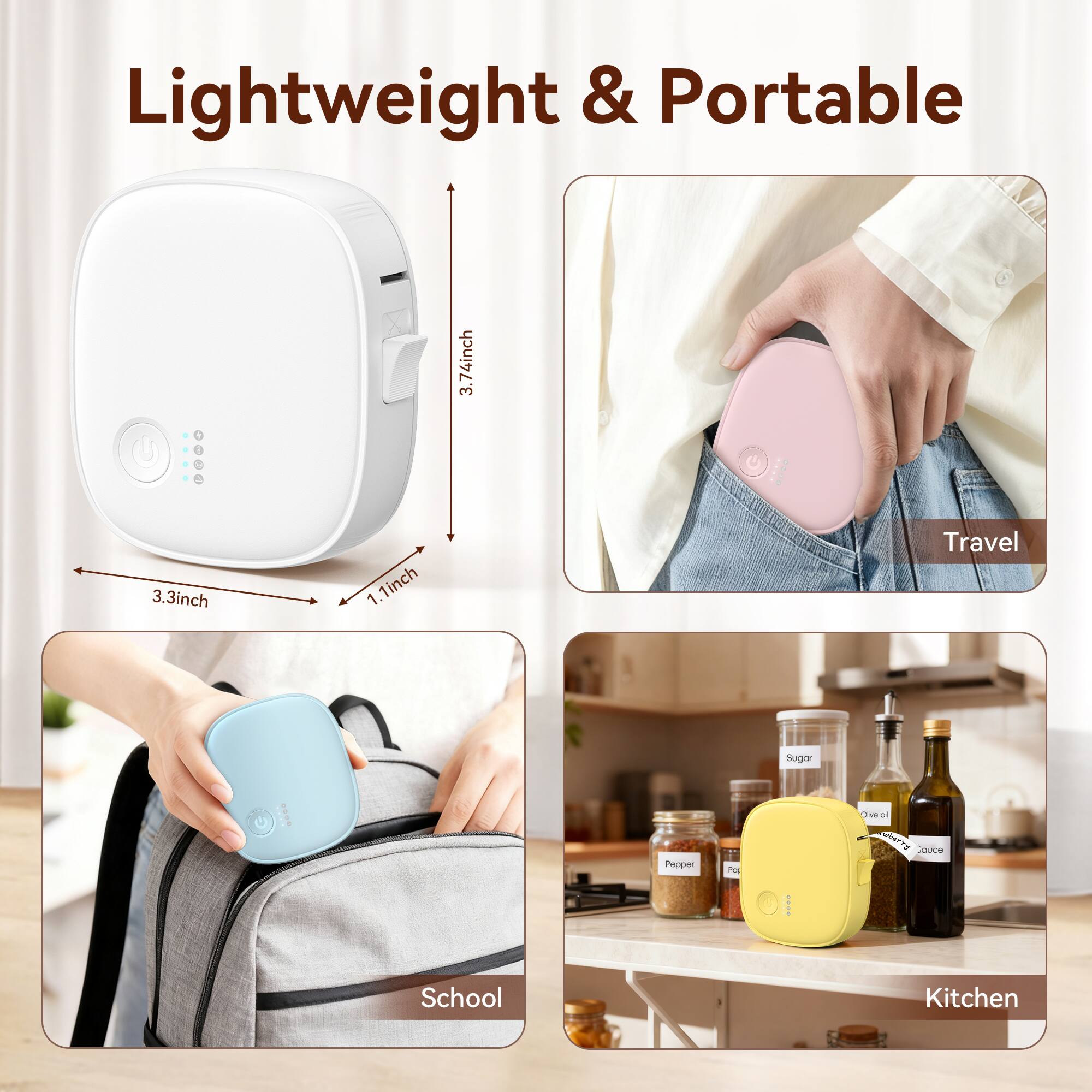 Lightweight & Portable 3.74inch x 3.3inch x 1.1inch Travel School Kitchen