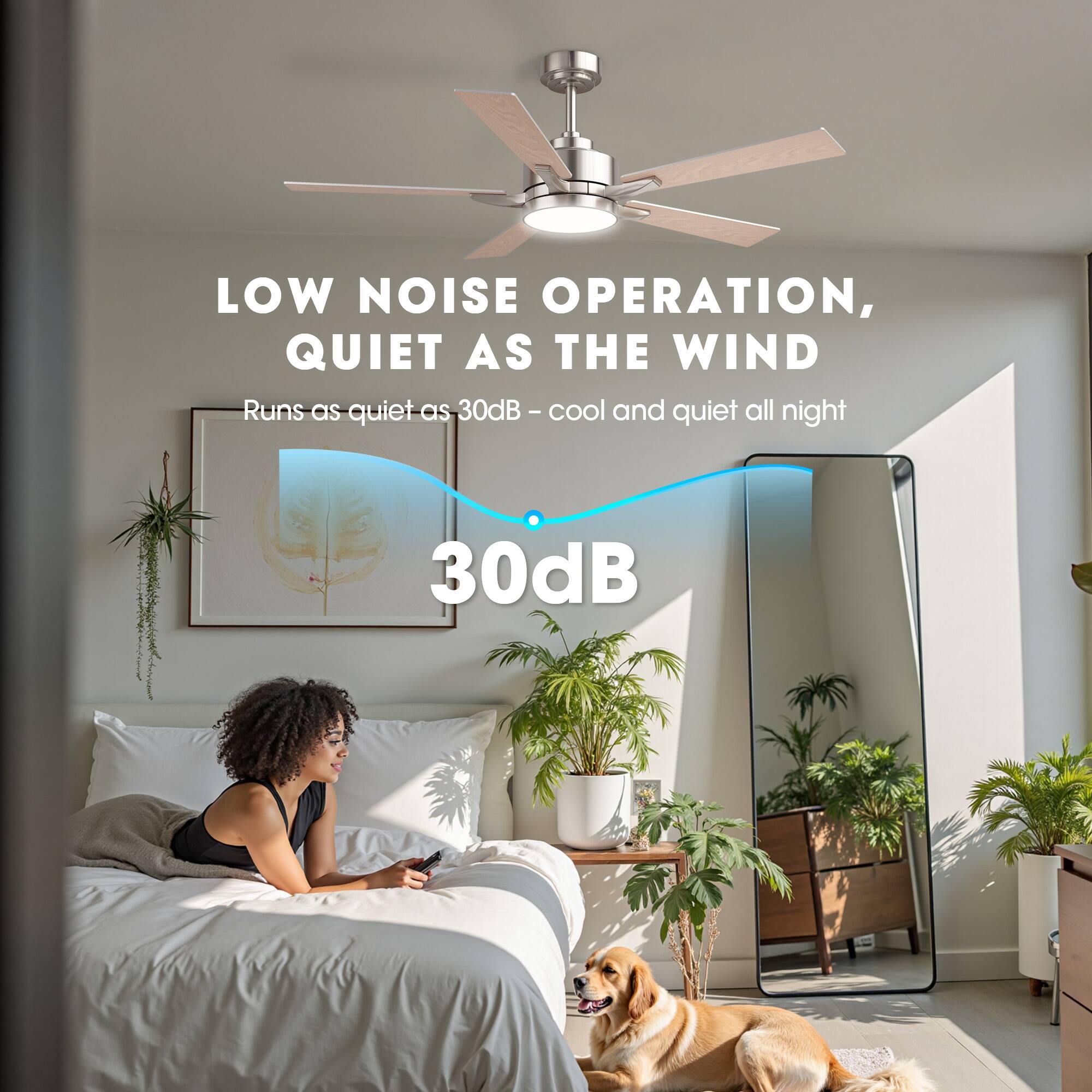 LOW NOISE OPERATION,  
QUIET AS THE WIND  
Runs as quiet as 30dB – cool and quiet all night  
30dB