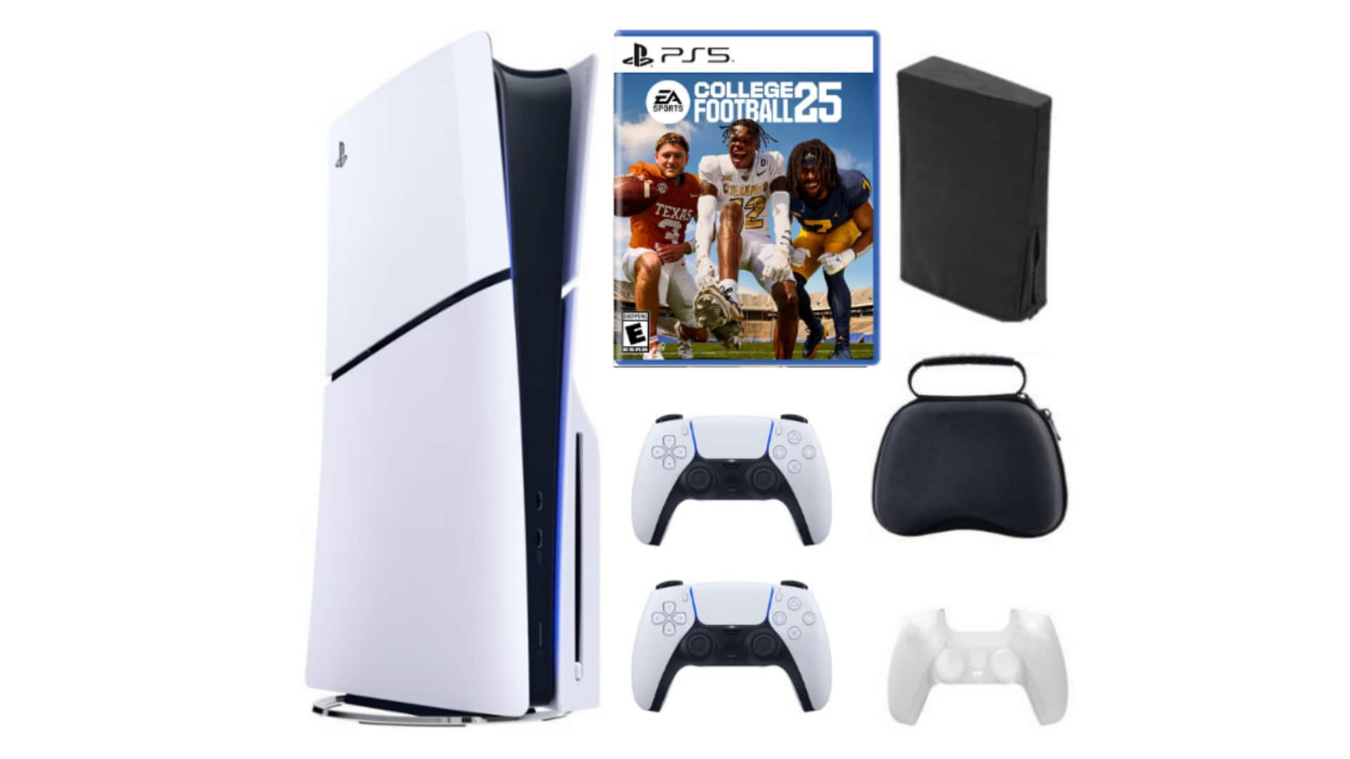 Playstation 5 Slim + College Football 25 Bundle with Extra Controller, Accessories - PlayStation 5